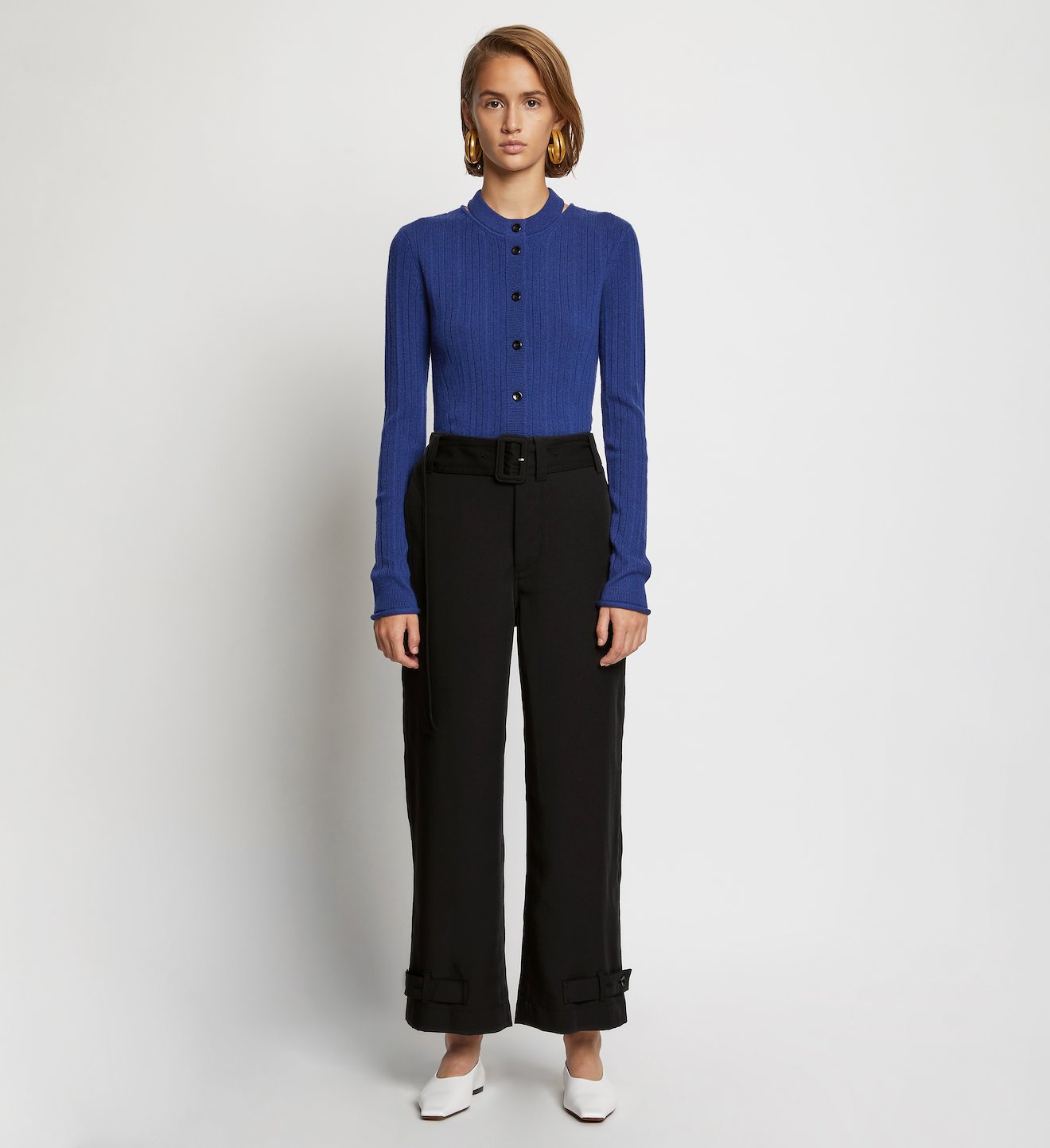 Rumple Pique Belted Pants