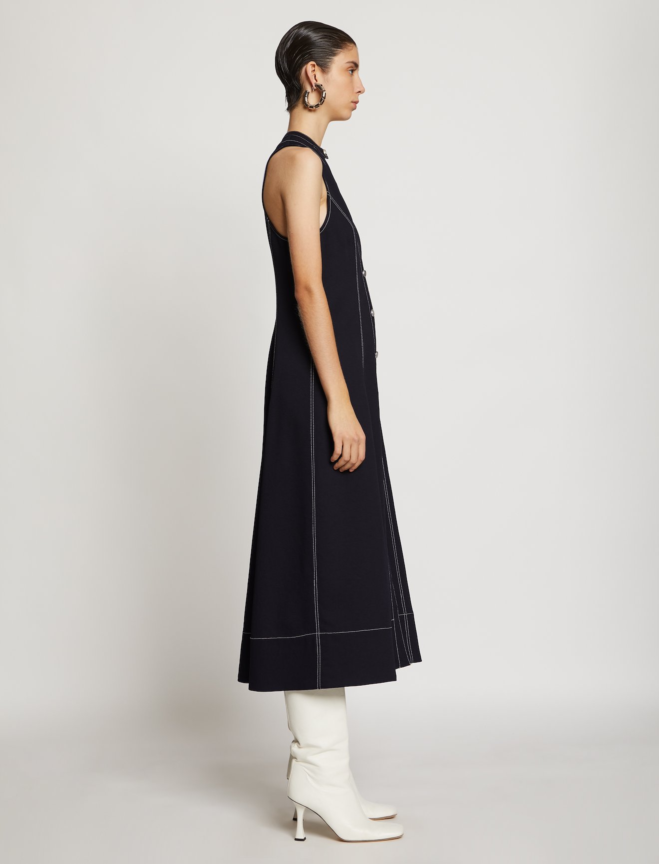 Rumpled Pique Button Front Dress #1