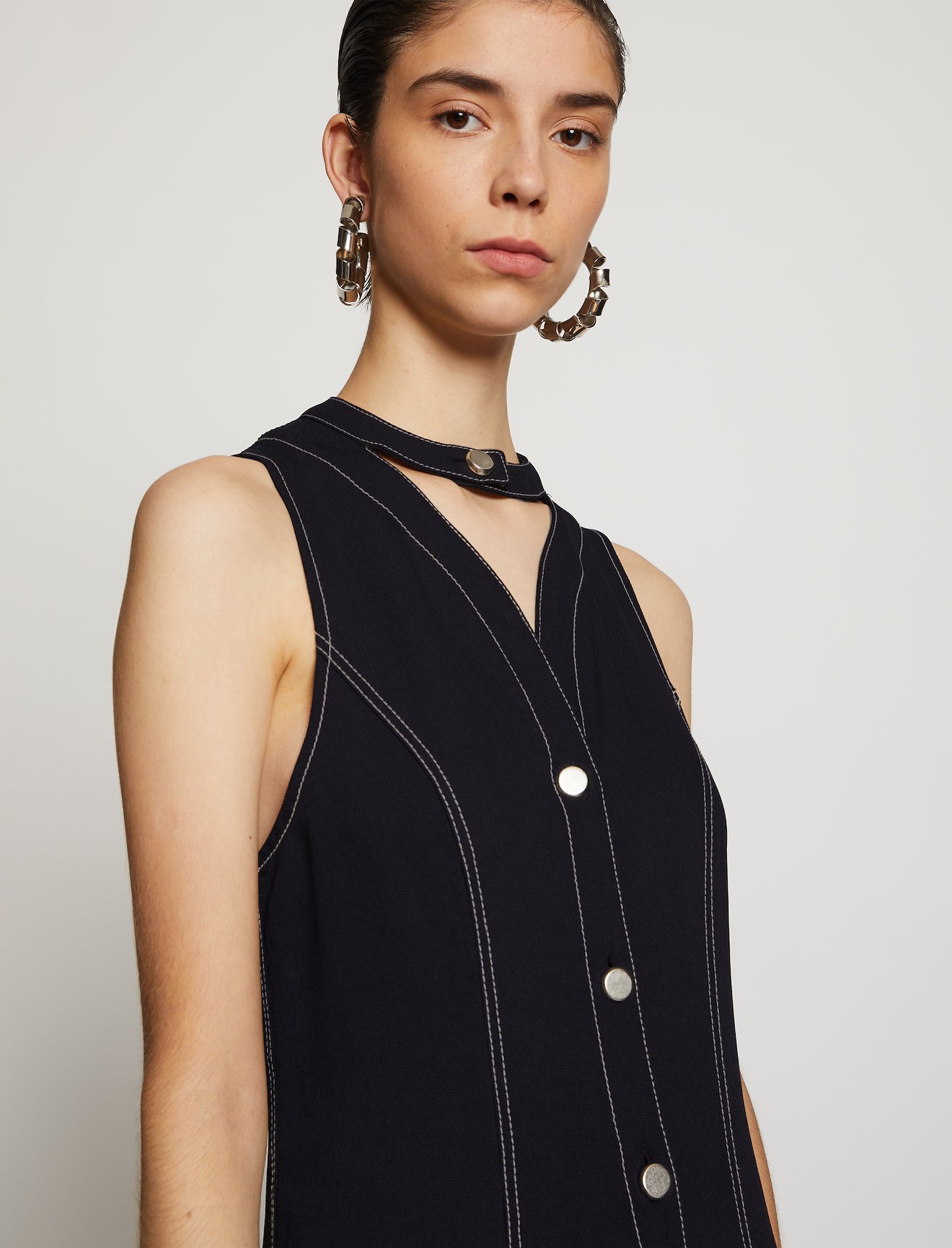 Rumpled Pique Button Front Dress #3