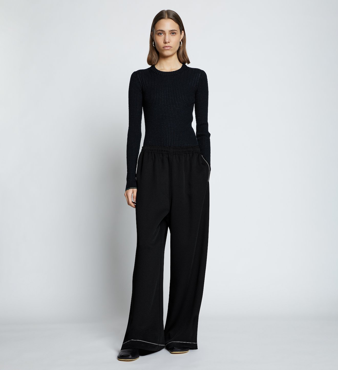 Rumpled Pique Wide Leg Pants