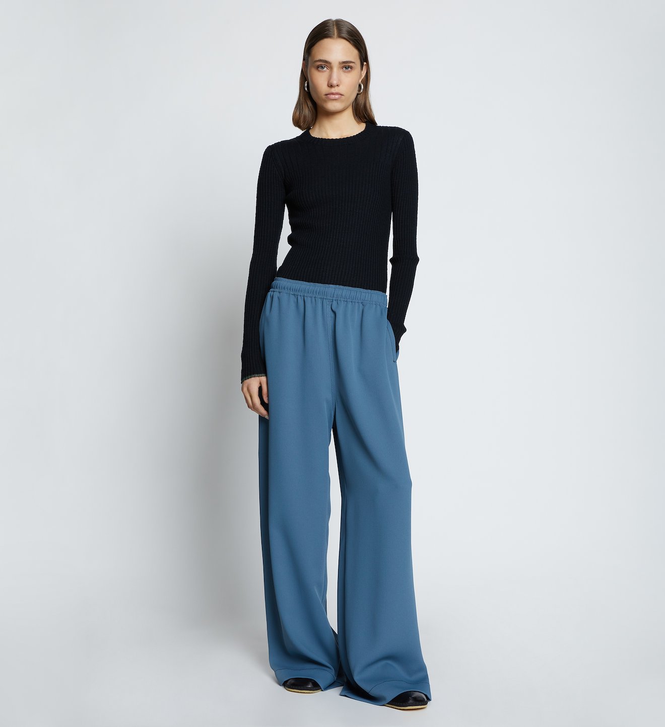 Rumpled Pique Wide Leg Pants
