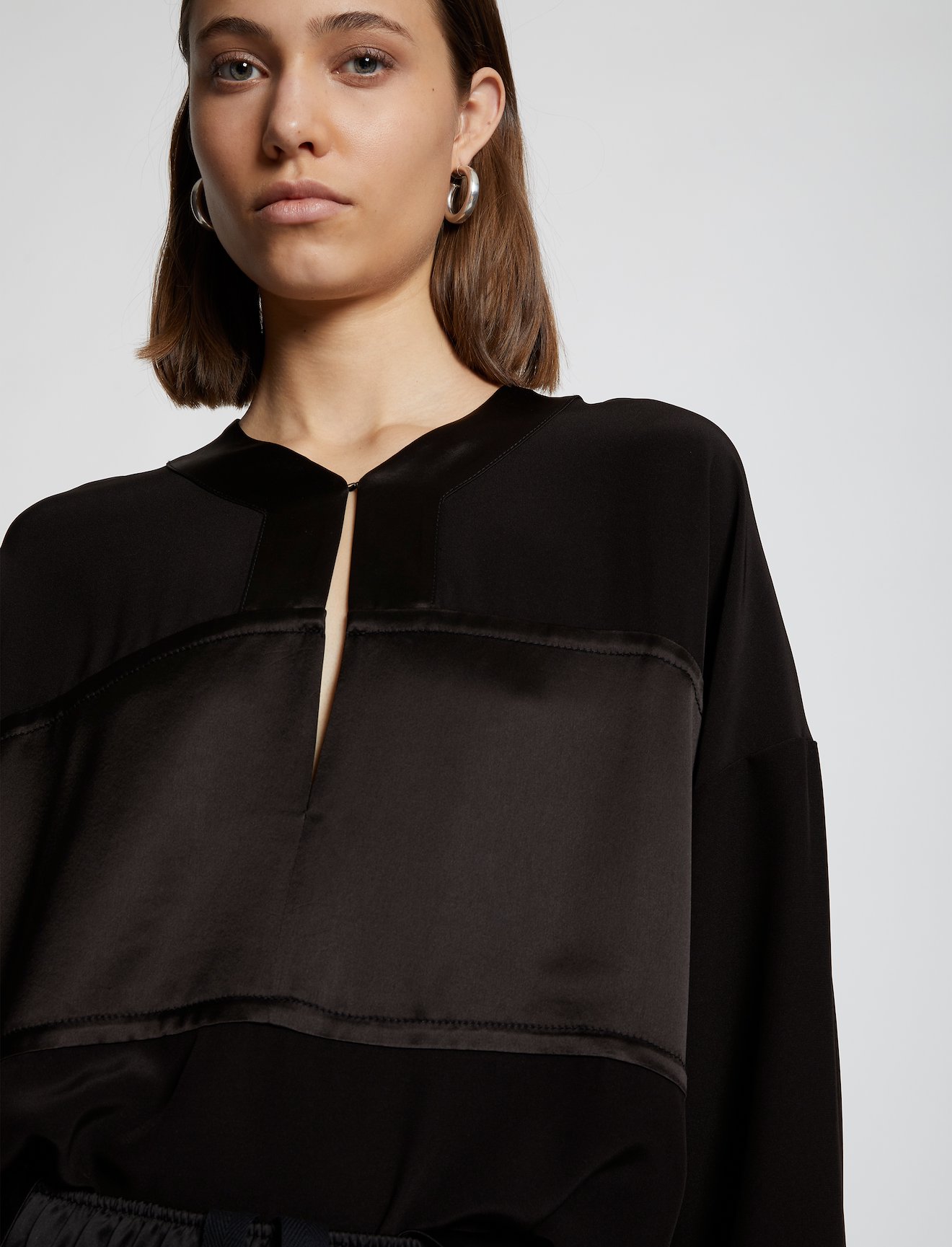 Satin Cropped V-Neck Top #4