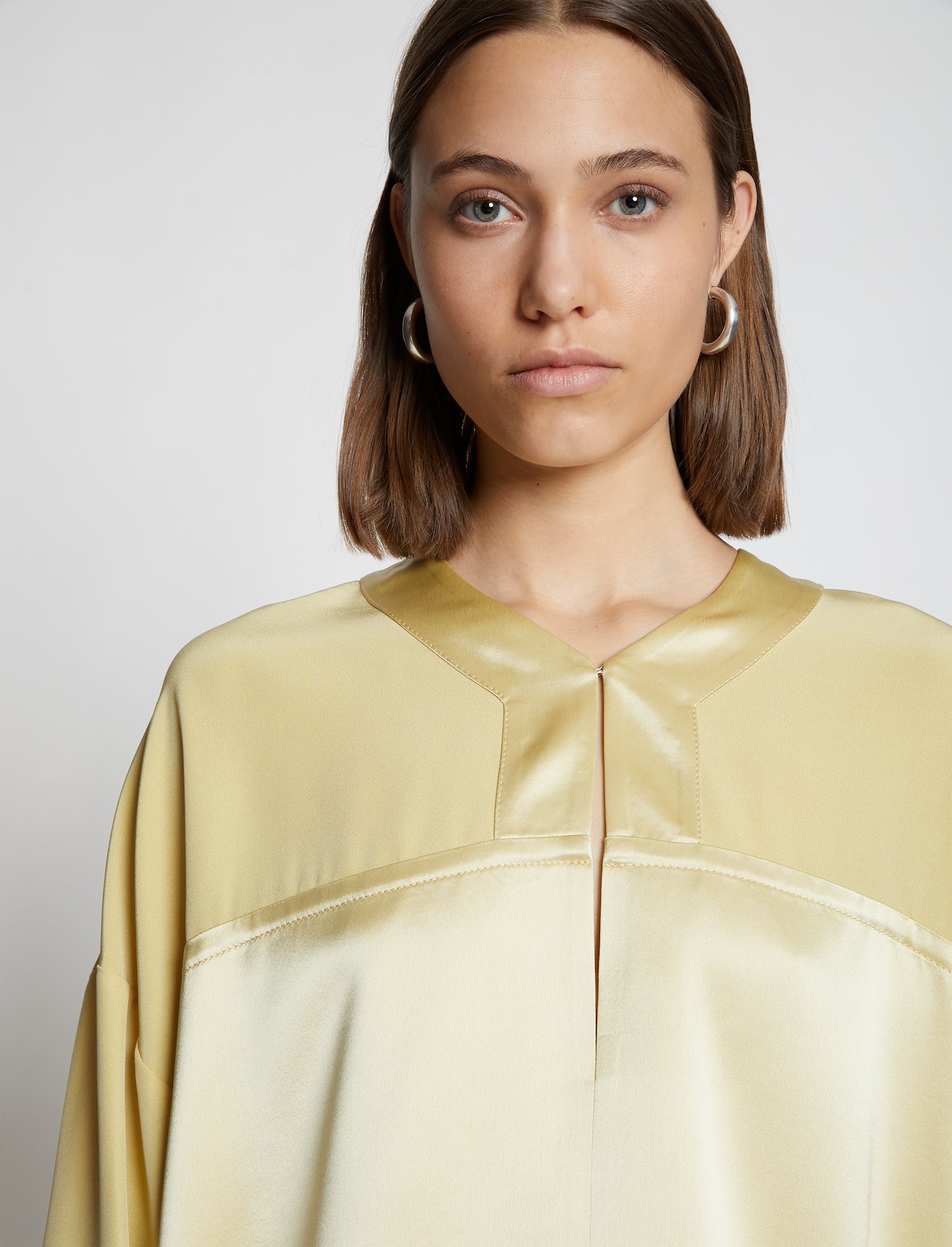 Satin Cropped V-Neck Top #4
