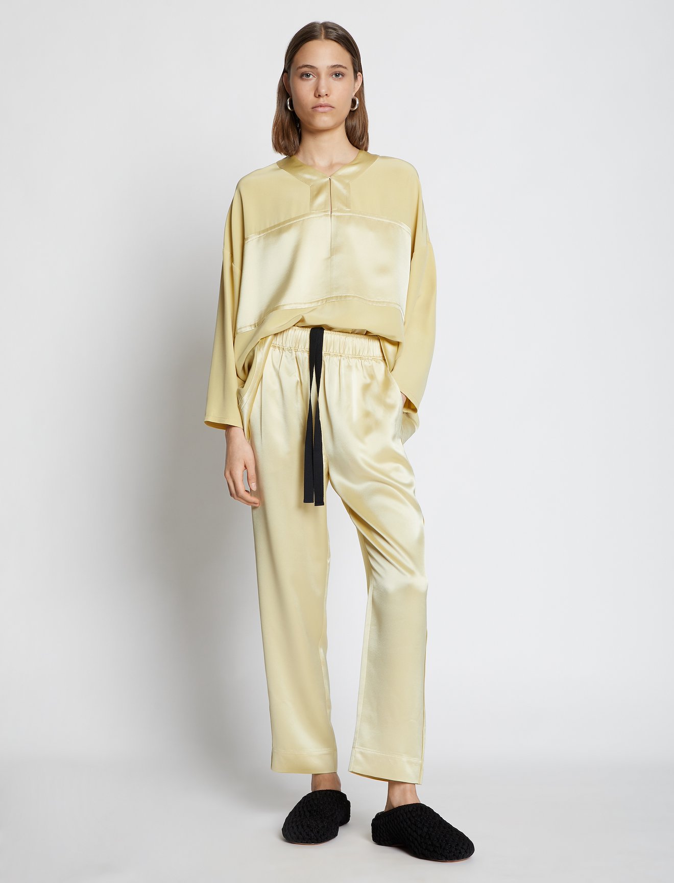 Satin Cropped V-Neck Top #1
