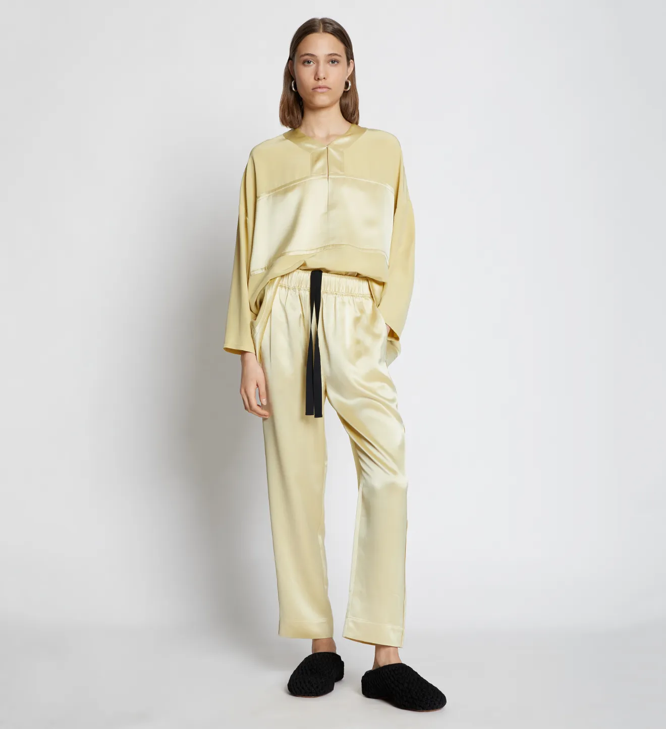 yellow satin pants