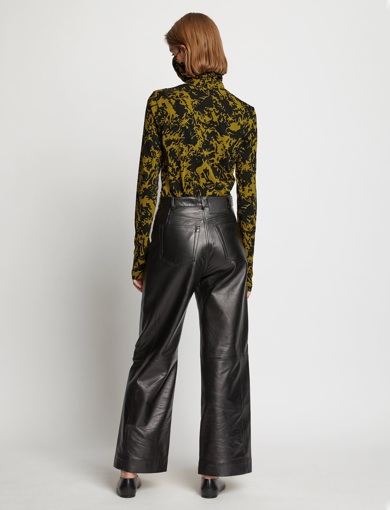 Shadow Print Masked Turtleneck Jersey Top #3