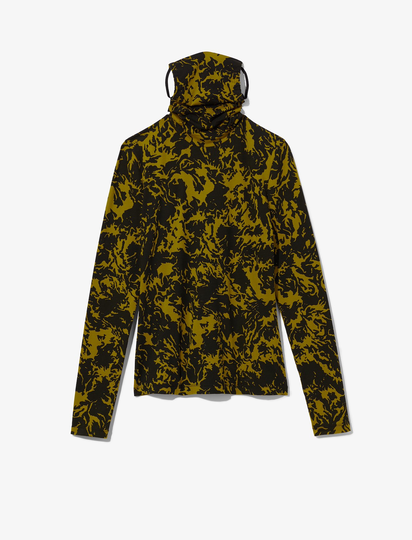 Shadow Print Masked Turtleneck Jersey Top #5