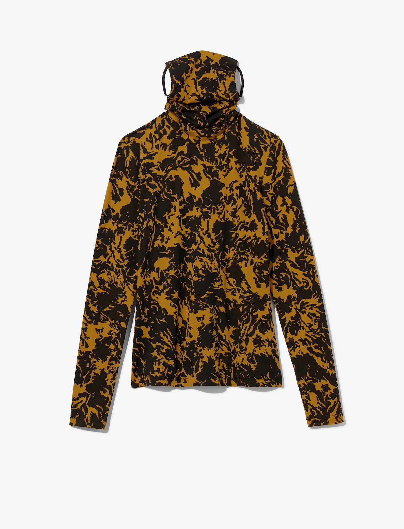 Shadow Print Masked Turtleneck Jersey Top #5
