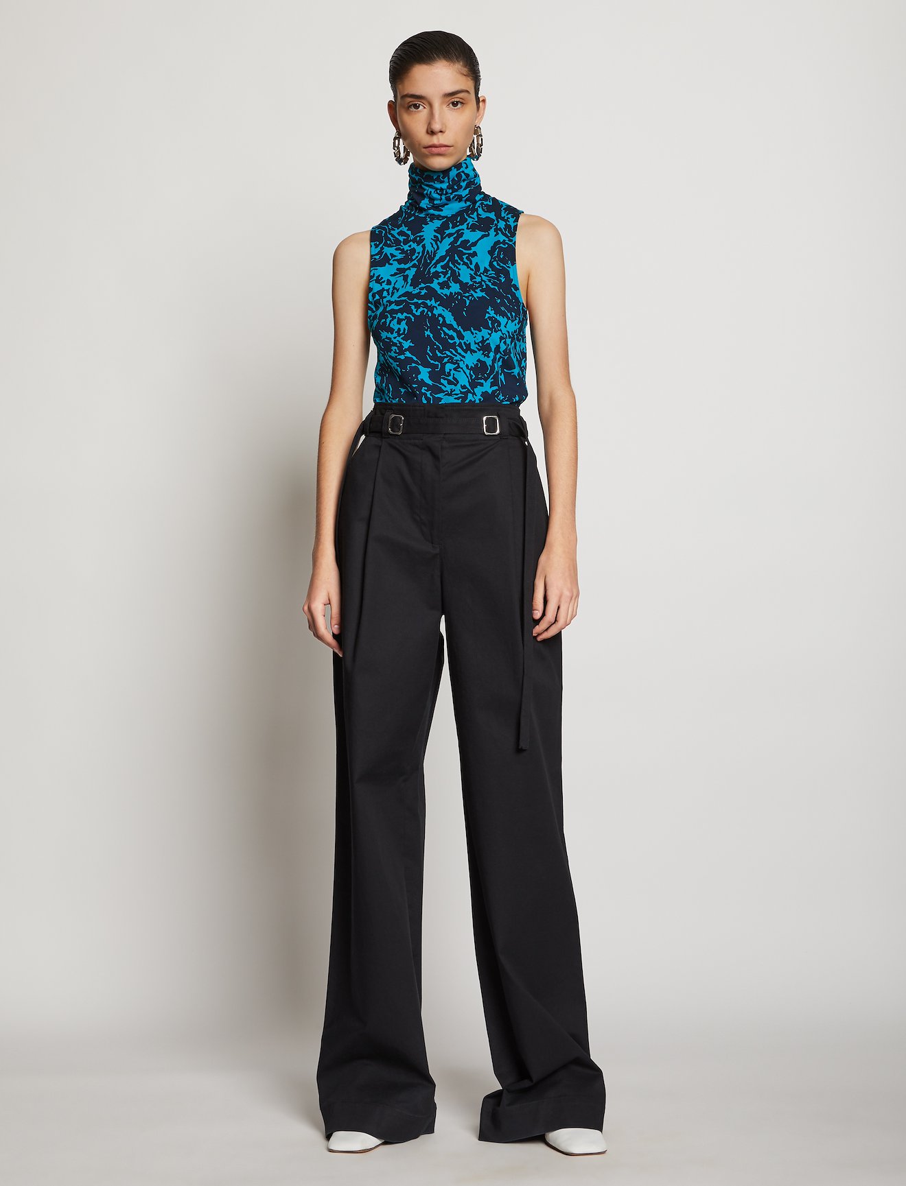 Shadow Print Mock Neck Tank Top #1