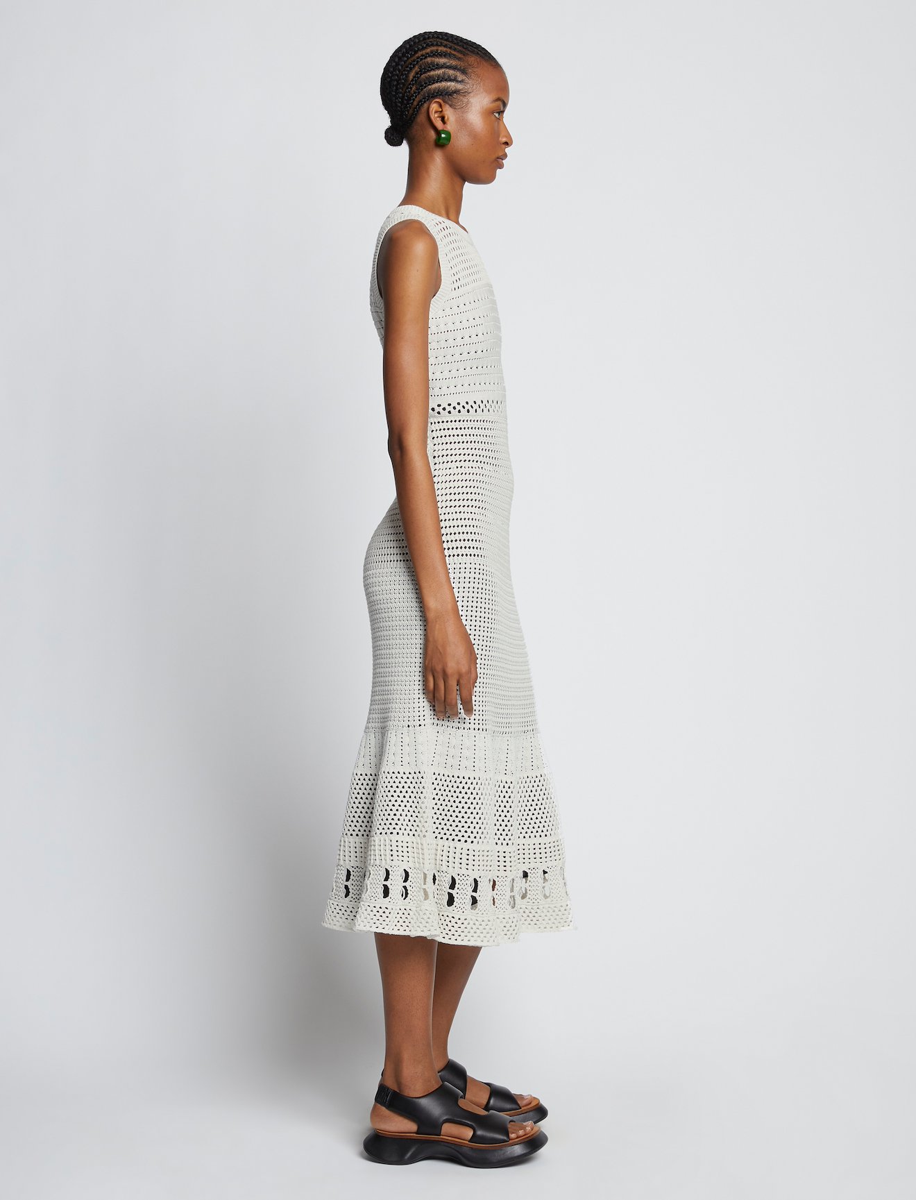 Silk Cotton Pointelle Sleeveless Dress #1
