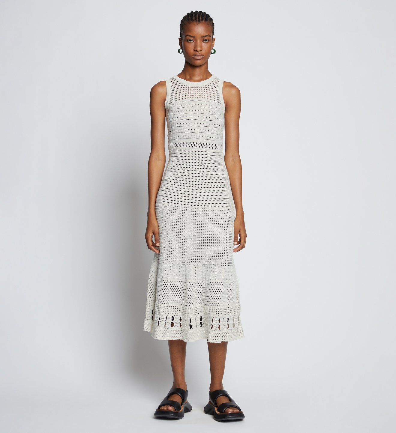 Silk Cotton Pointelle Sleeveless Dress