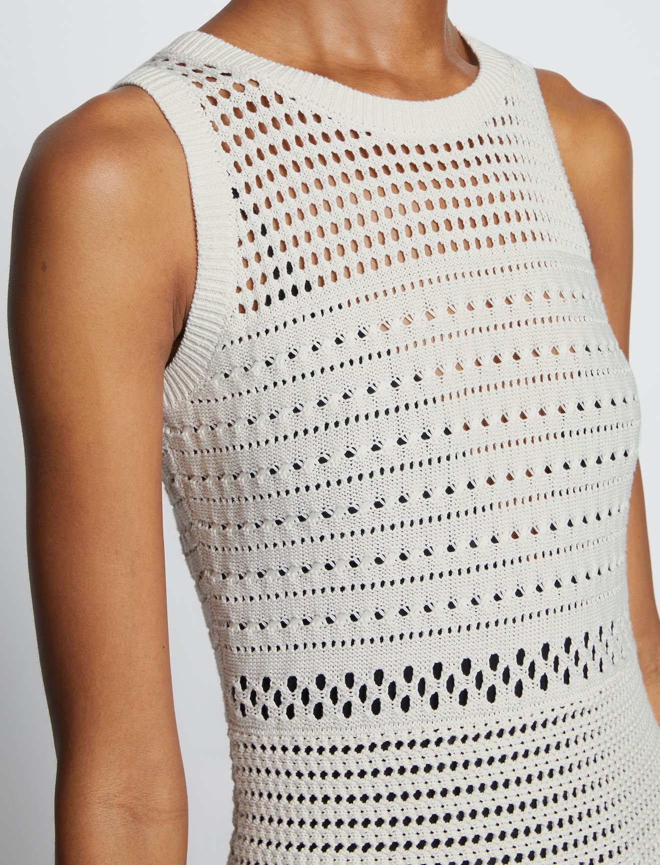 Silk Cotton Pointelle Sleeveless Dress #3