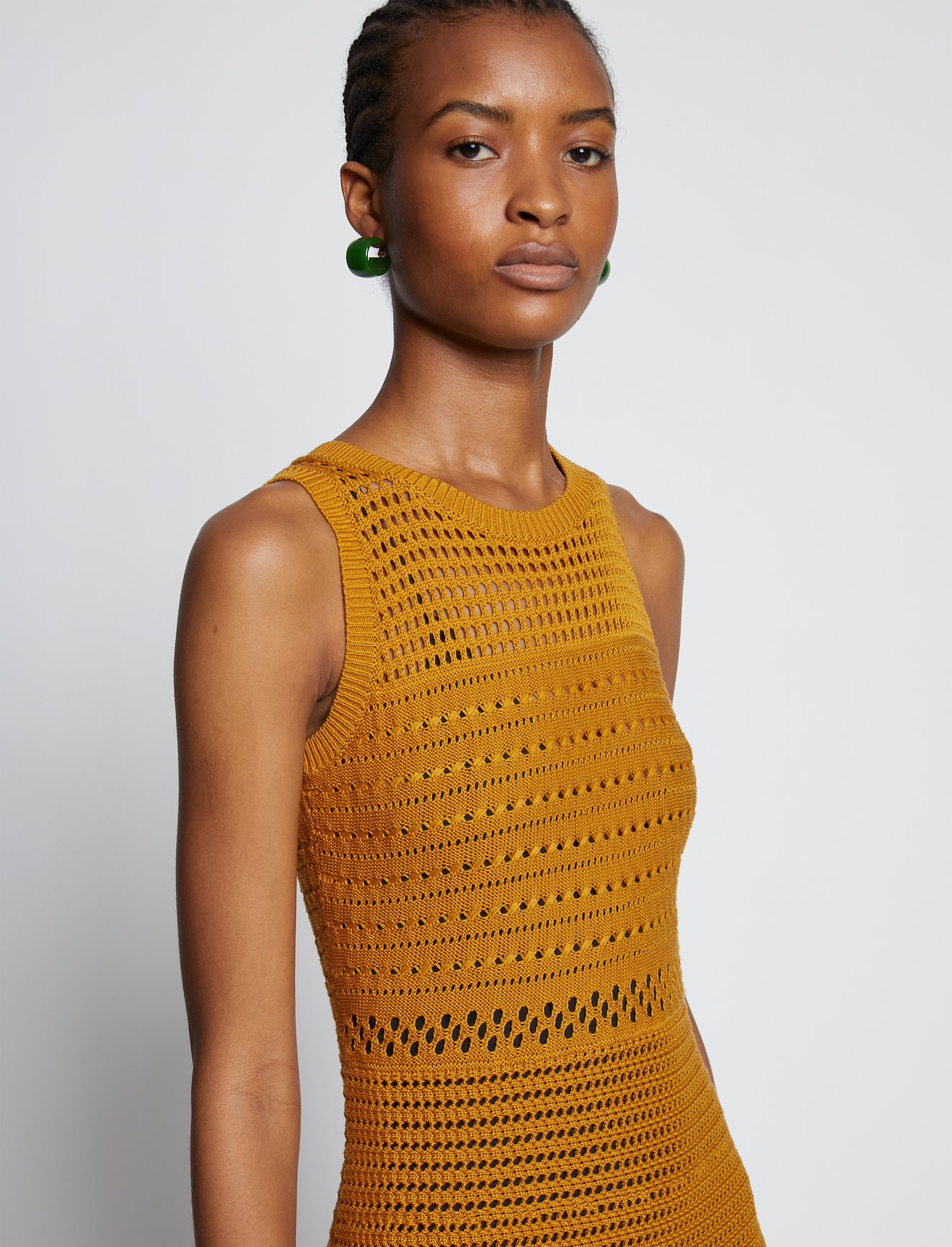 Silk Cotton Pointelle Sleeveless Dress #3