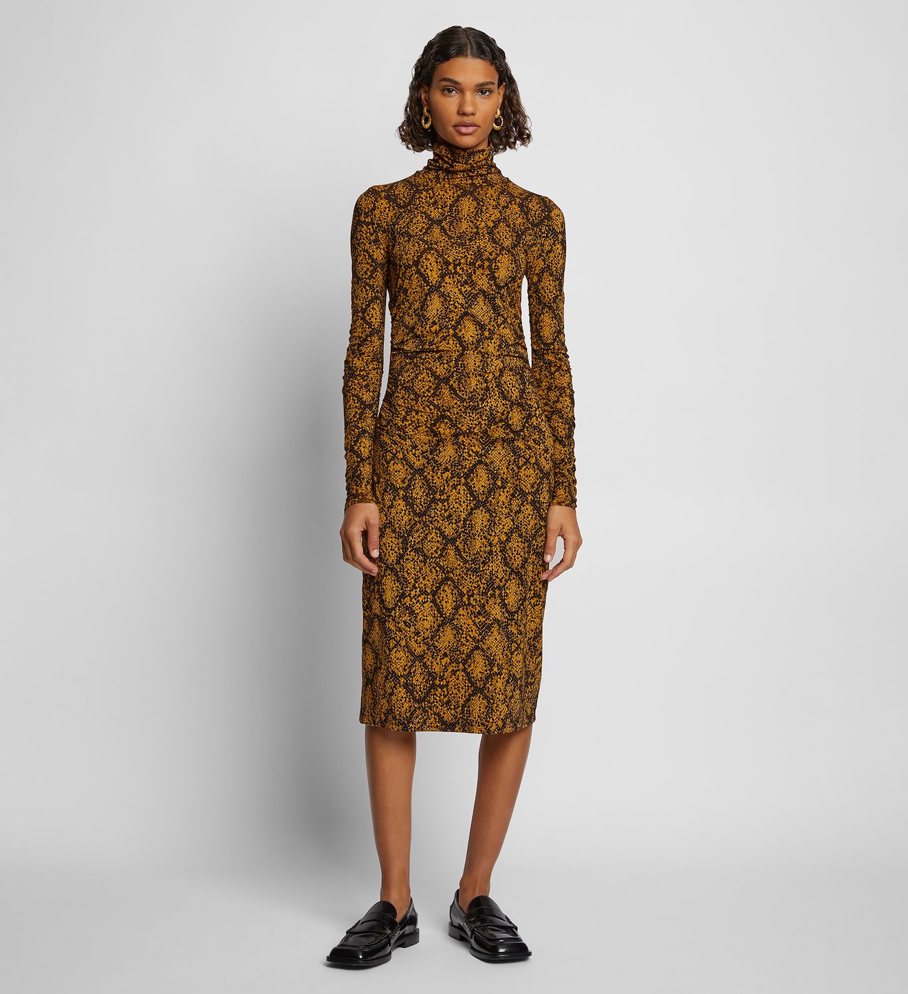 Snake Print Turtleneck Dress