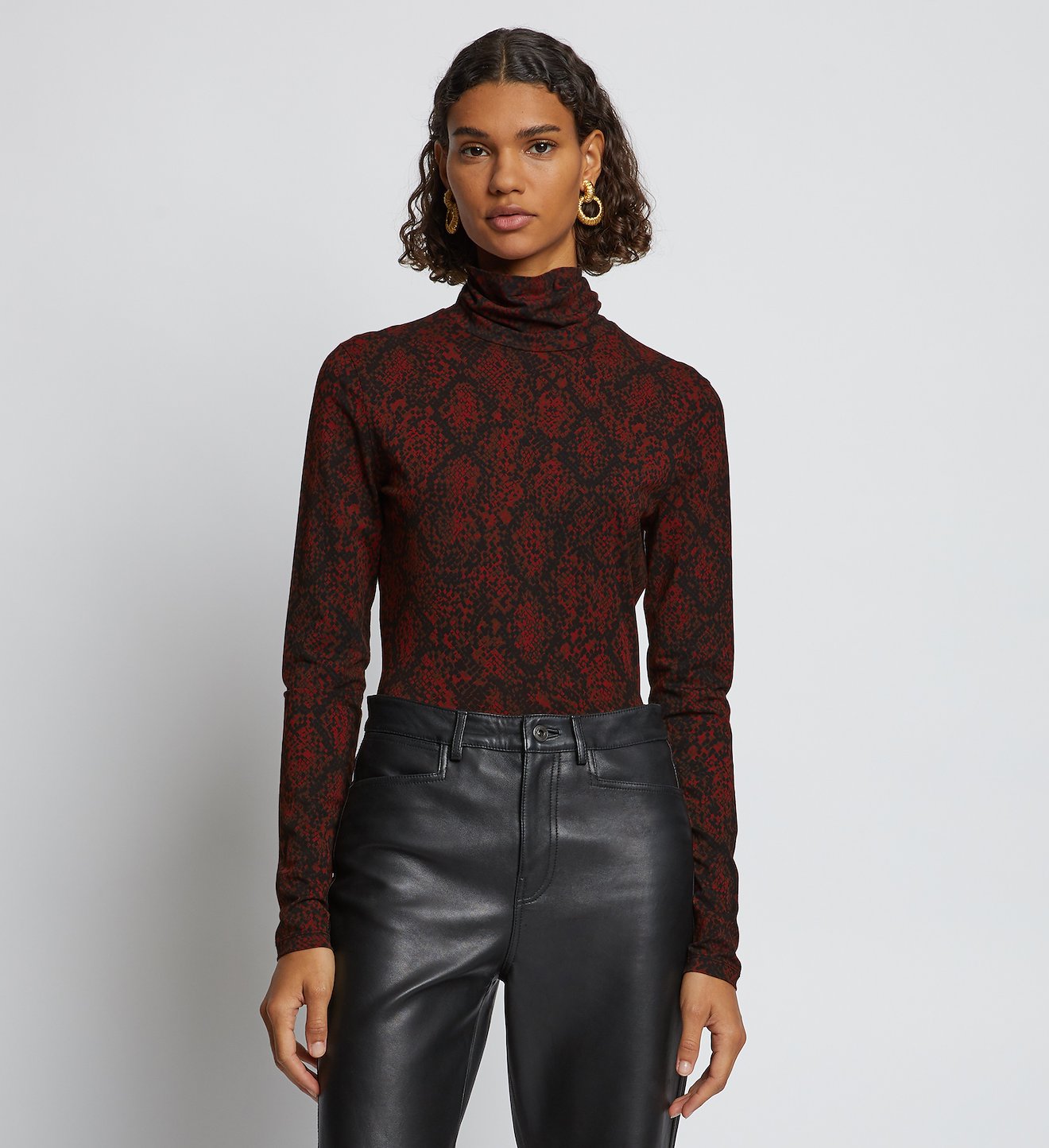 Snake Print Turtleneck Top