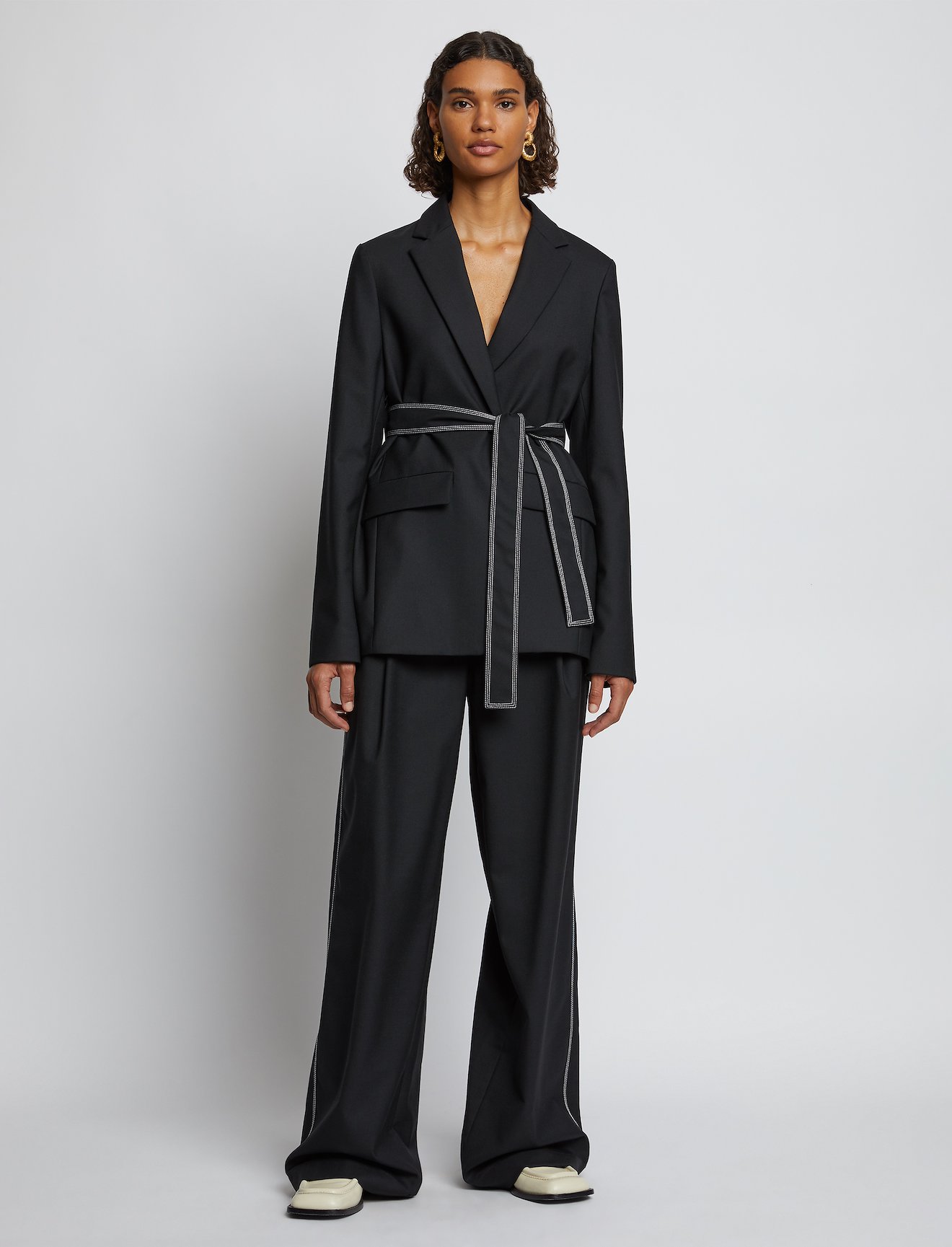Stretch Suiting Belted Blazer #1