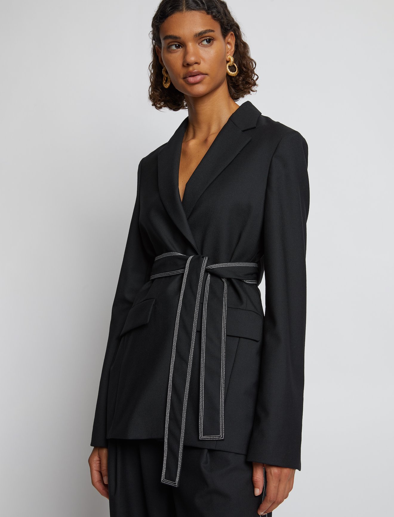 Stretch Suiting Belted Blazer #4