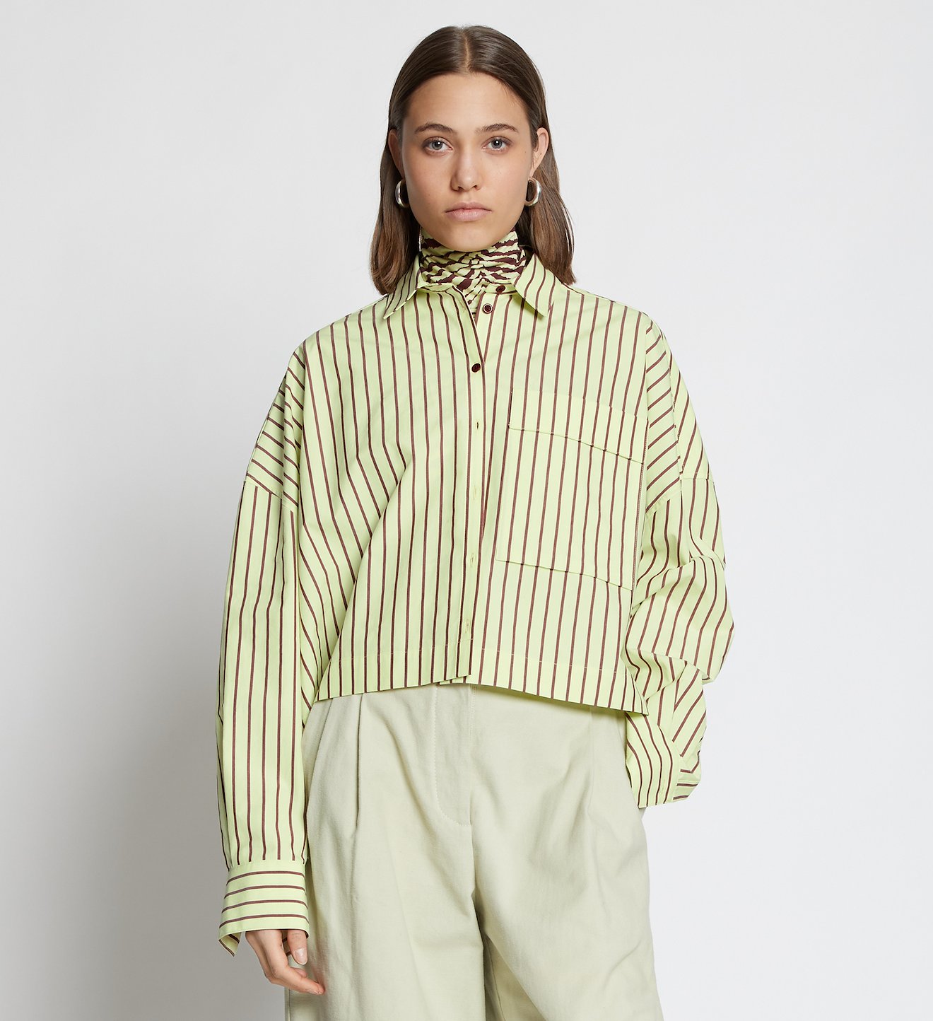 Stripe Poplin Cropped Shirt