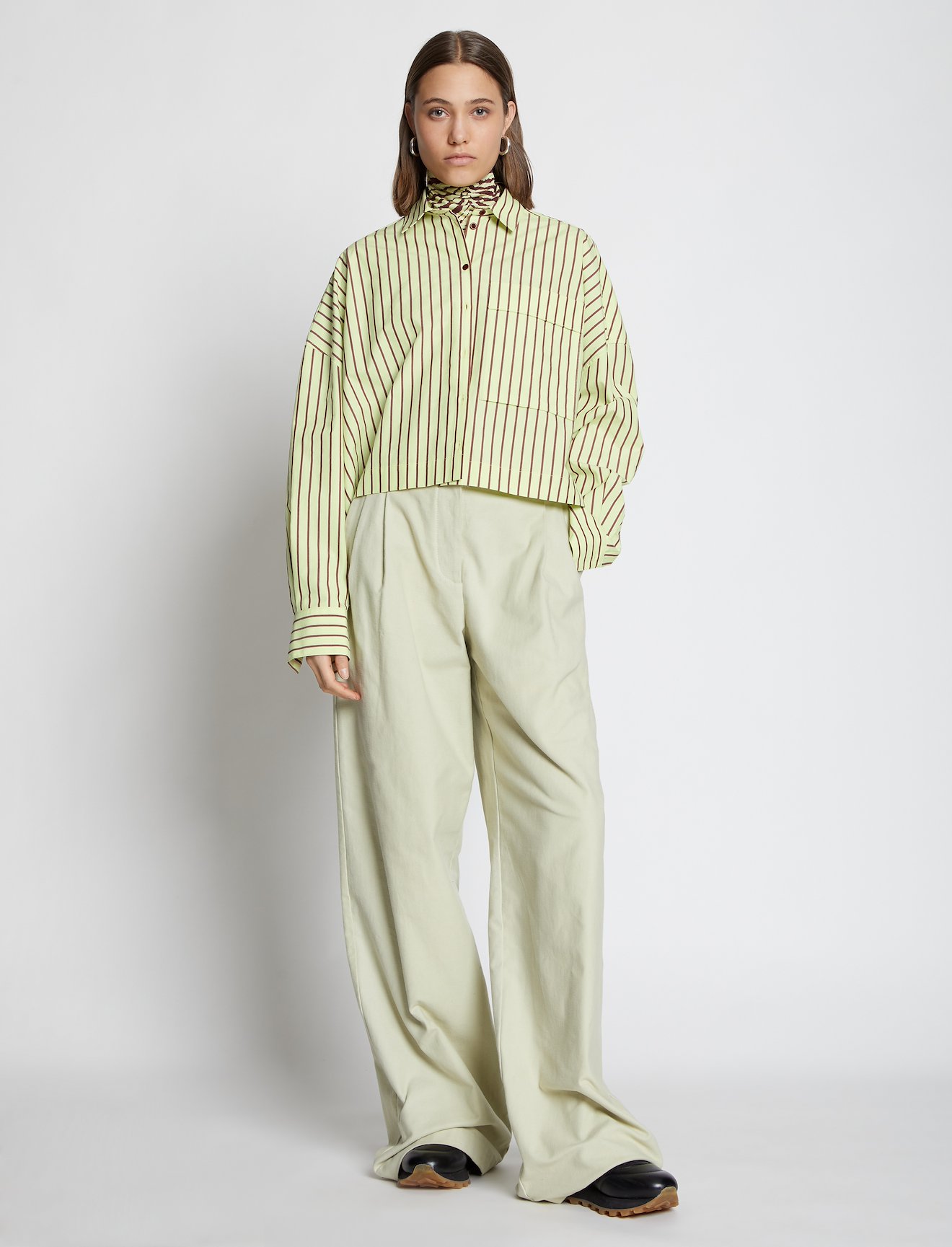 Stripe Poplin Cropped Shirt #1