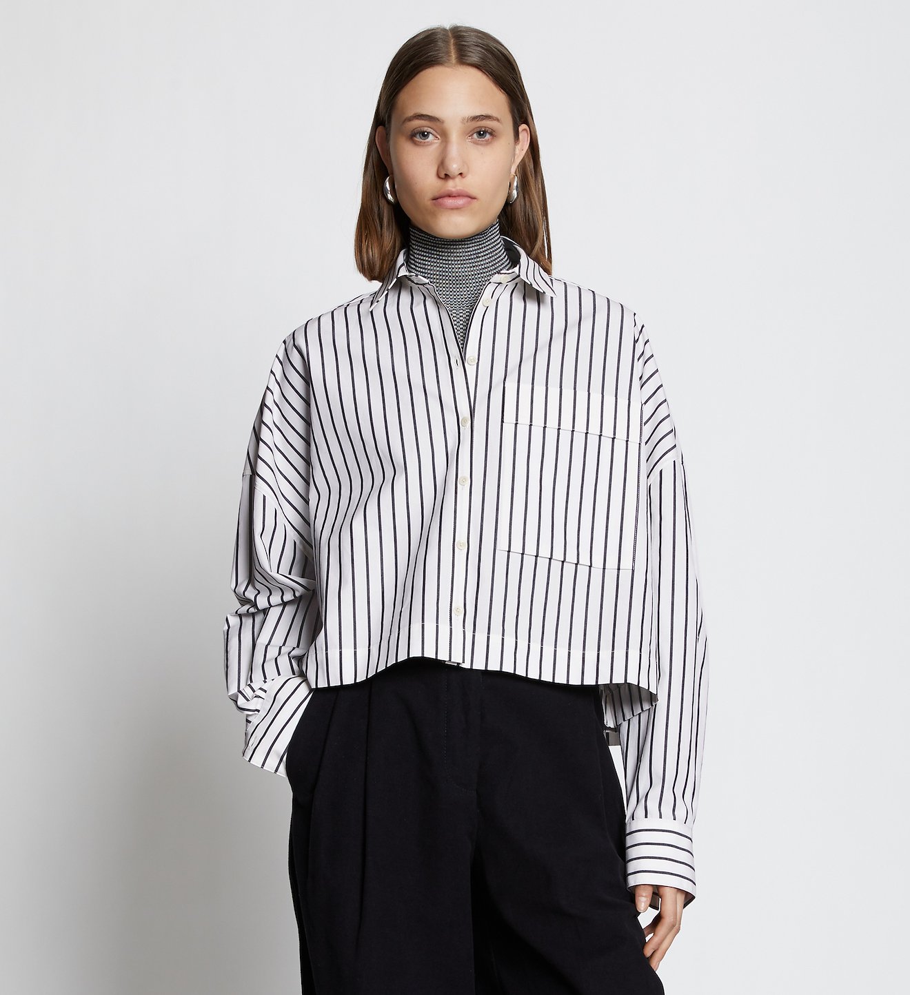 Stripe Poplin Cropped Shirt