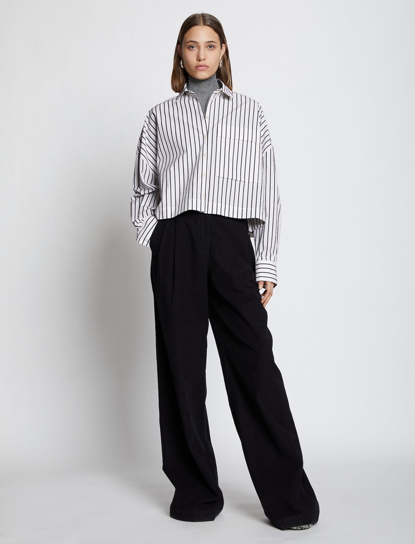 Stripe Poplin Cropped Shirt #1