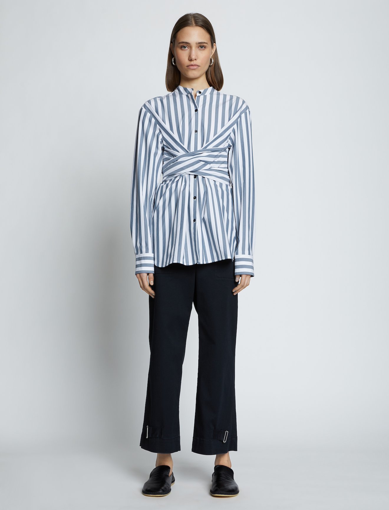 Stripe Poplin Tied Shirt #1