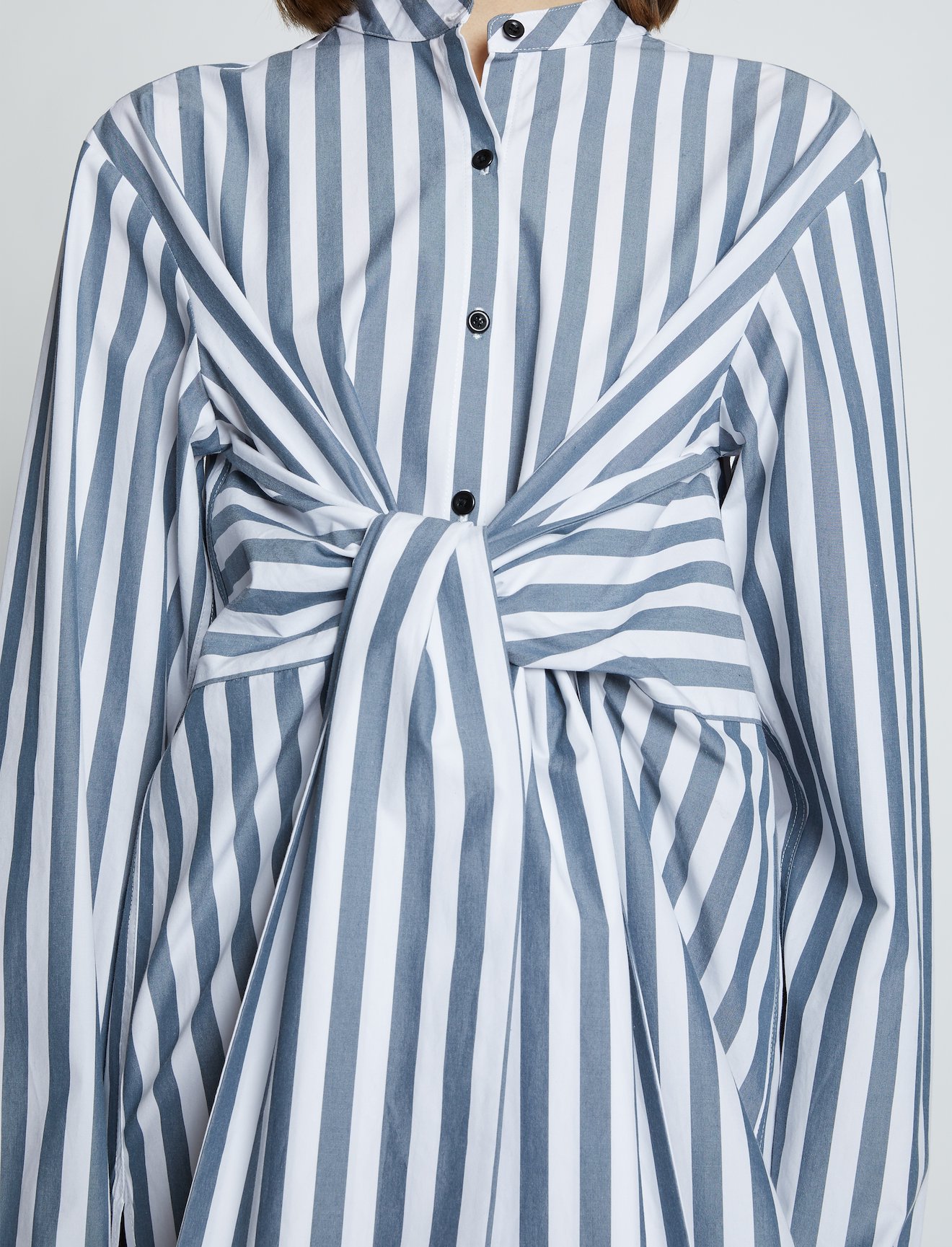 Stripe Poplin Tied Shirt #4