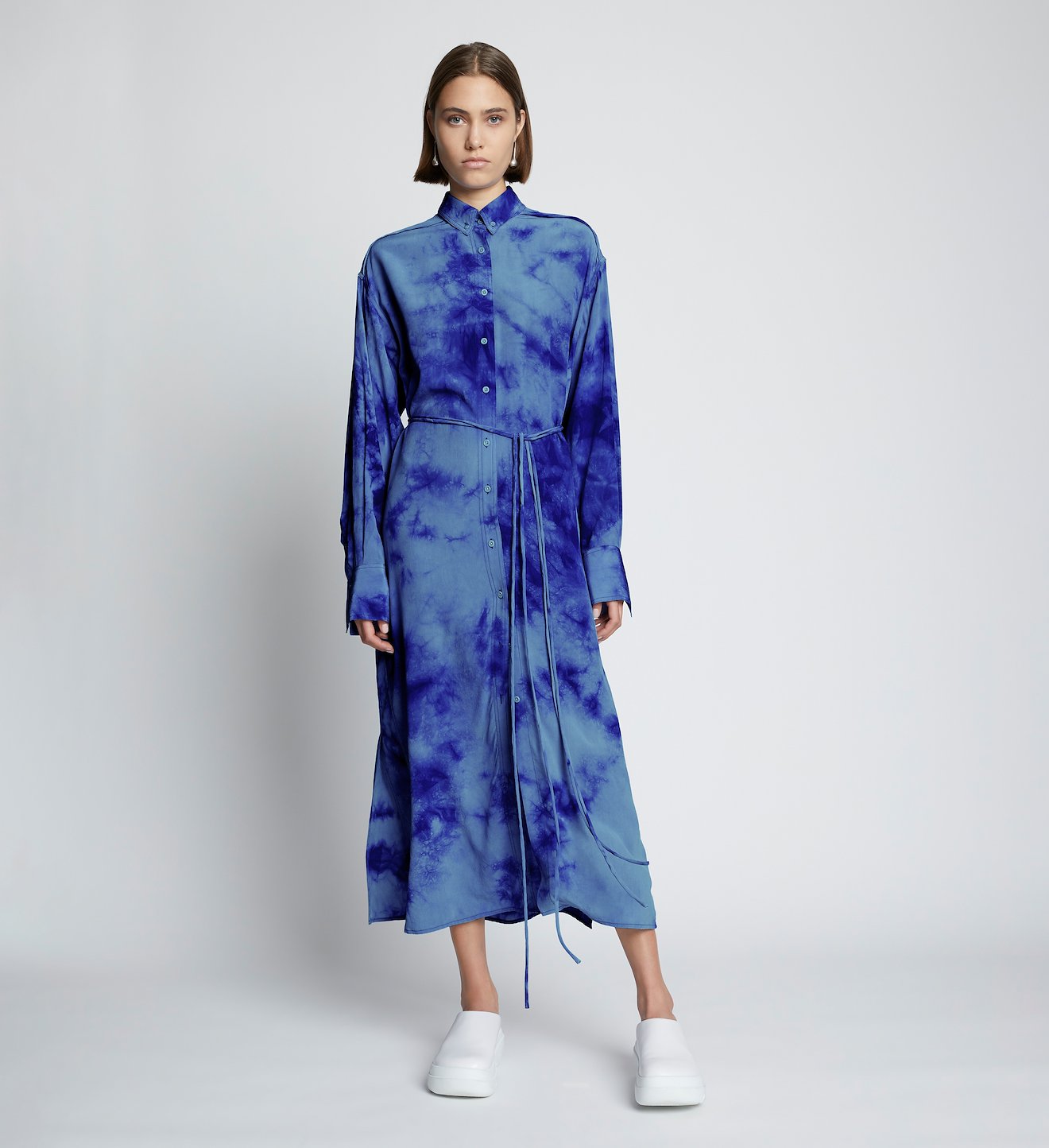 Tie Dye Silk Shirt Dress