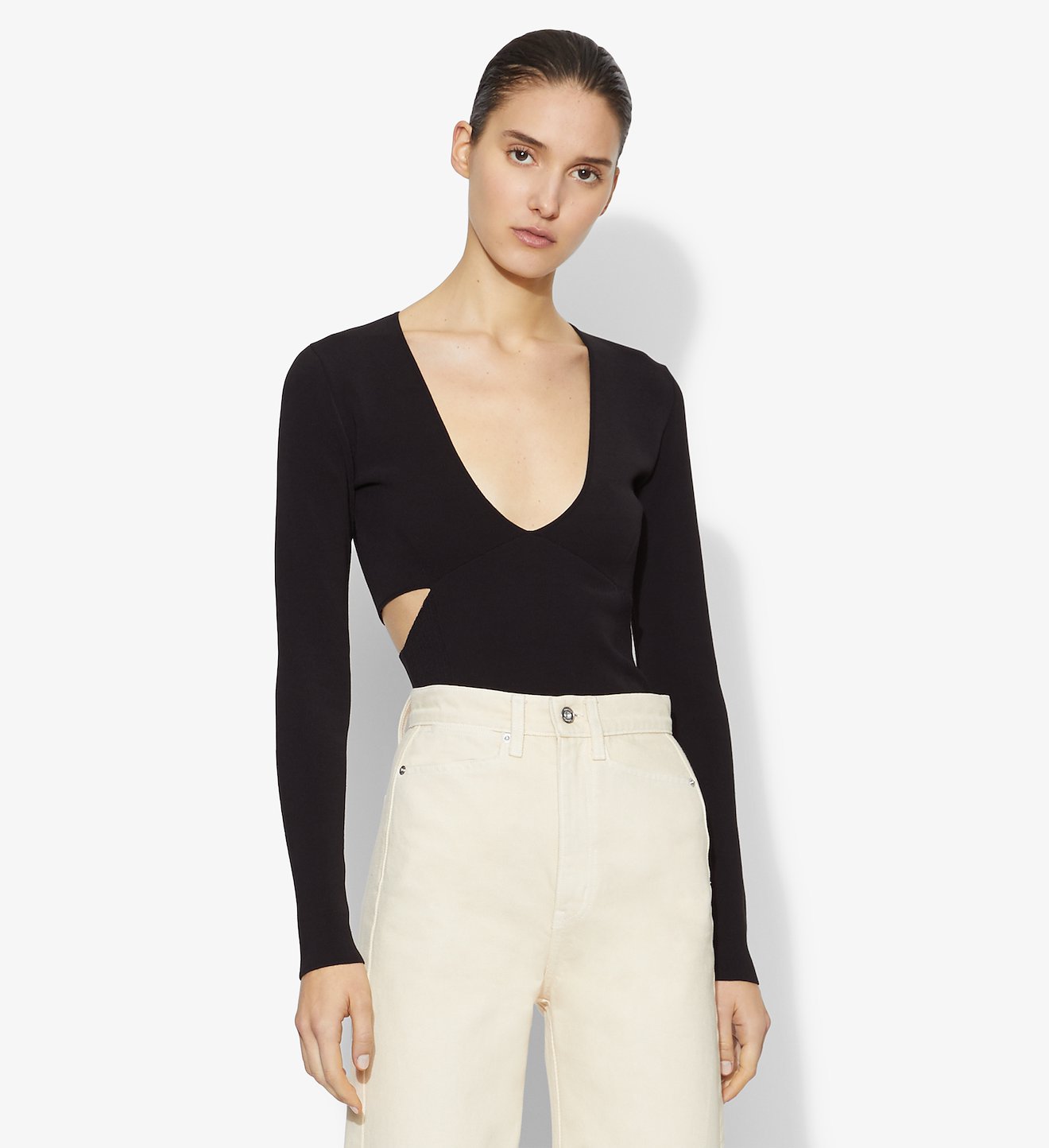 V-Neck Bandage Knit Top