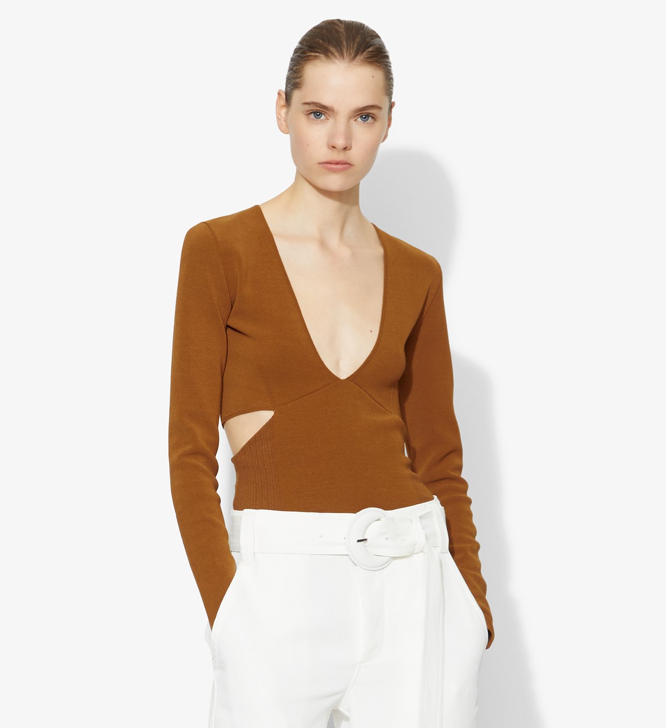 V-Neck Bandage Knit Top