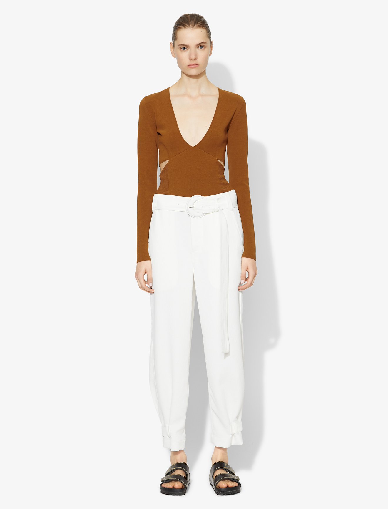 V-Neck Bandage Knit Top #1