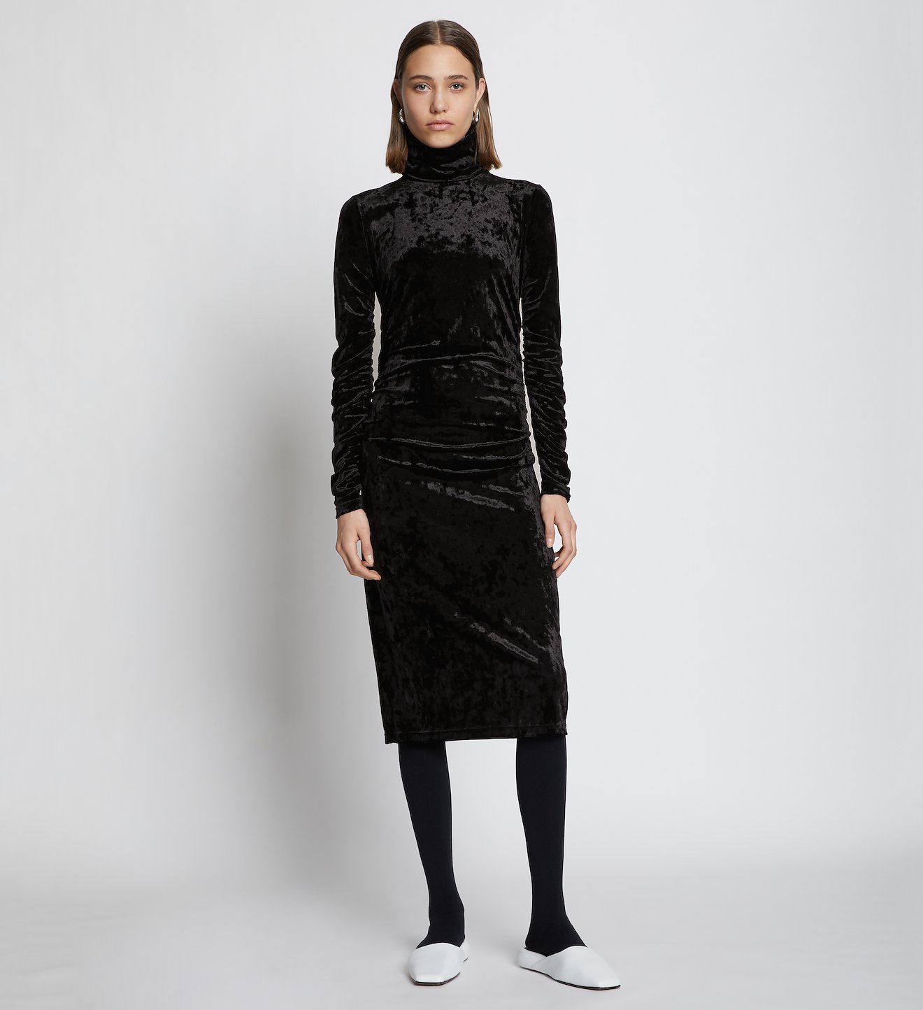 Velvet Jersey Turtleneck Dress