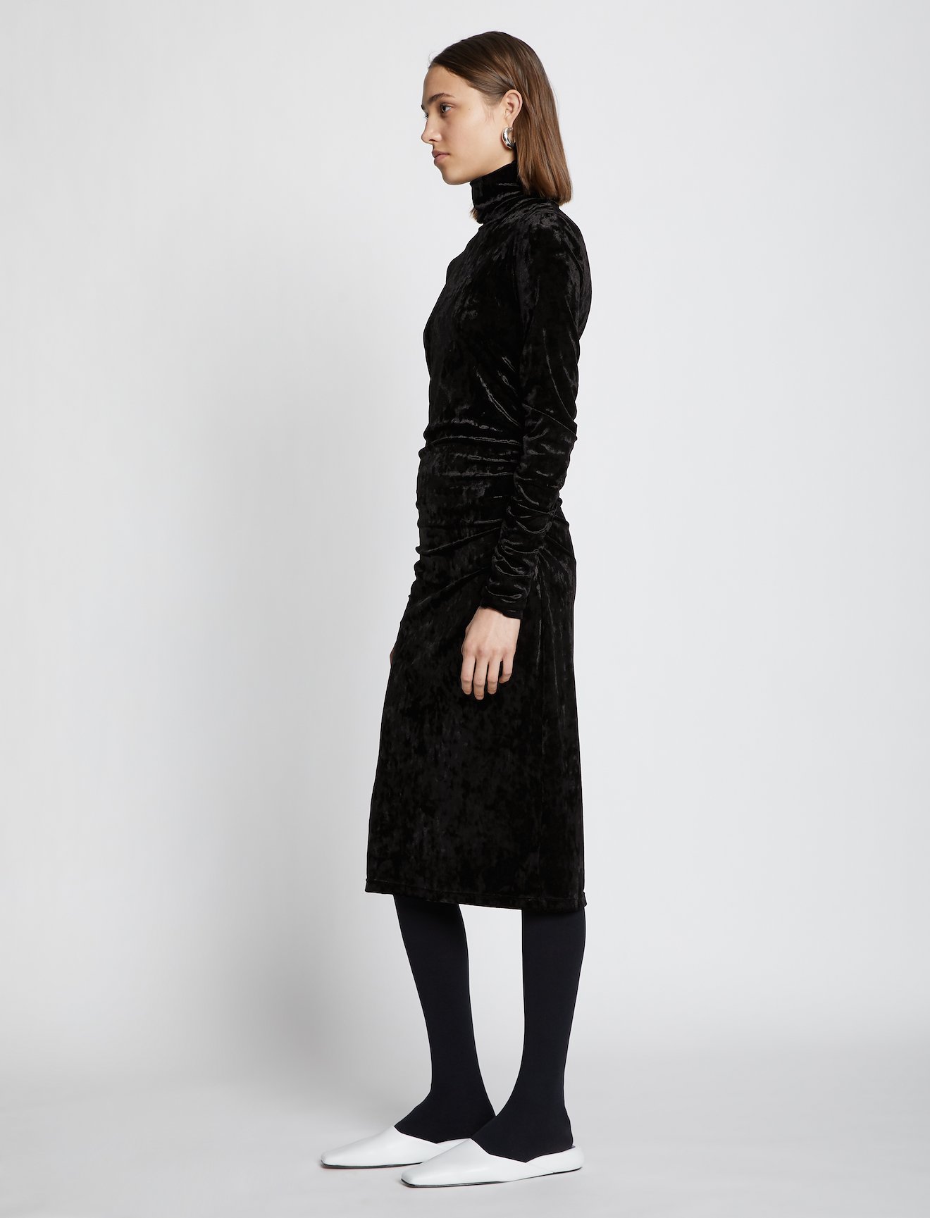 Velvet Jersey Turtleneck Dress #1