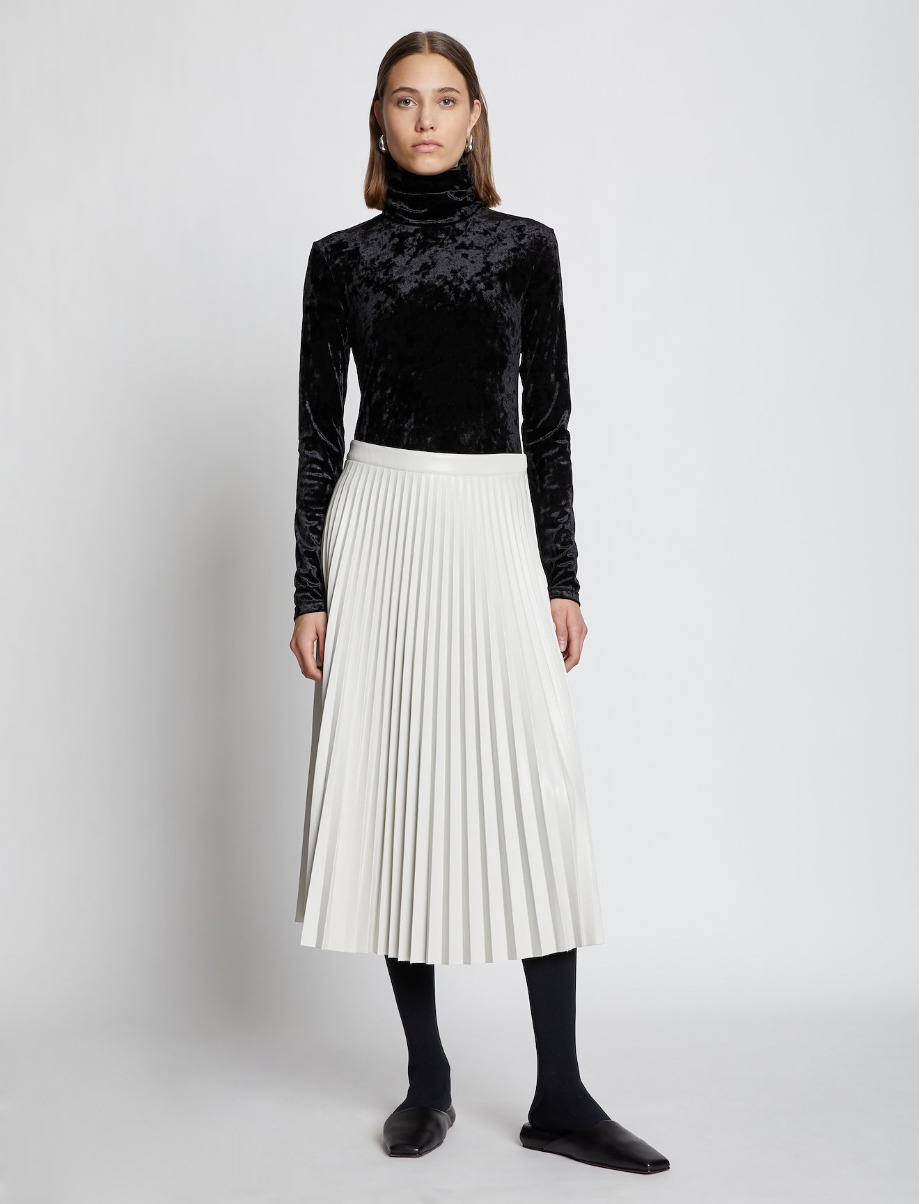 Velvet Jersey Turtleneck Top #1