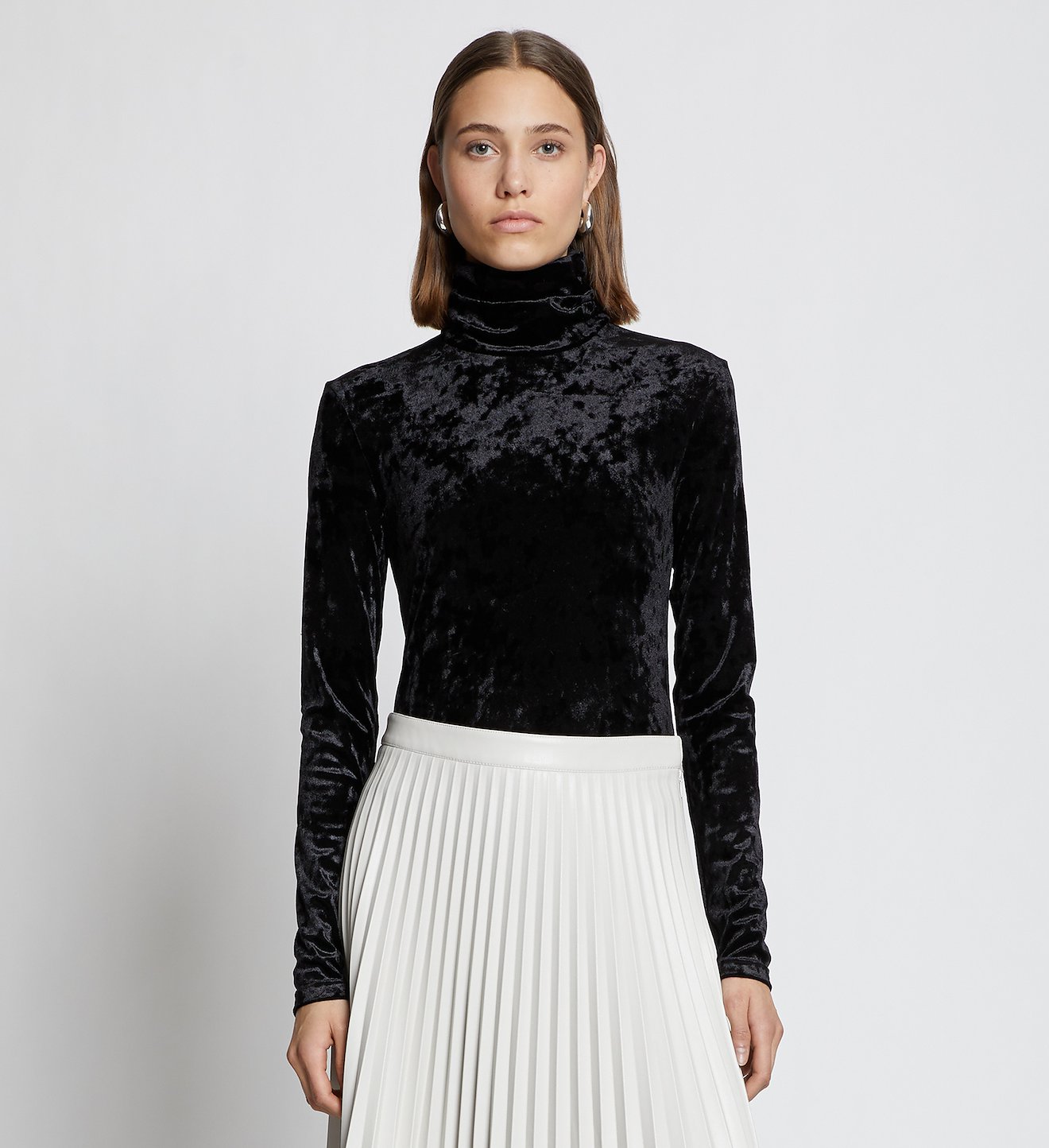 Velvet Jersey Turtleneck Top