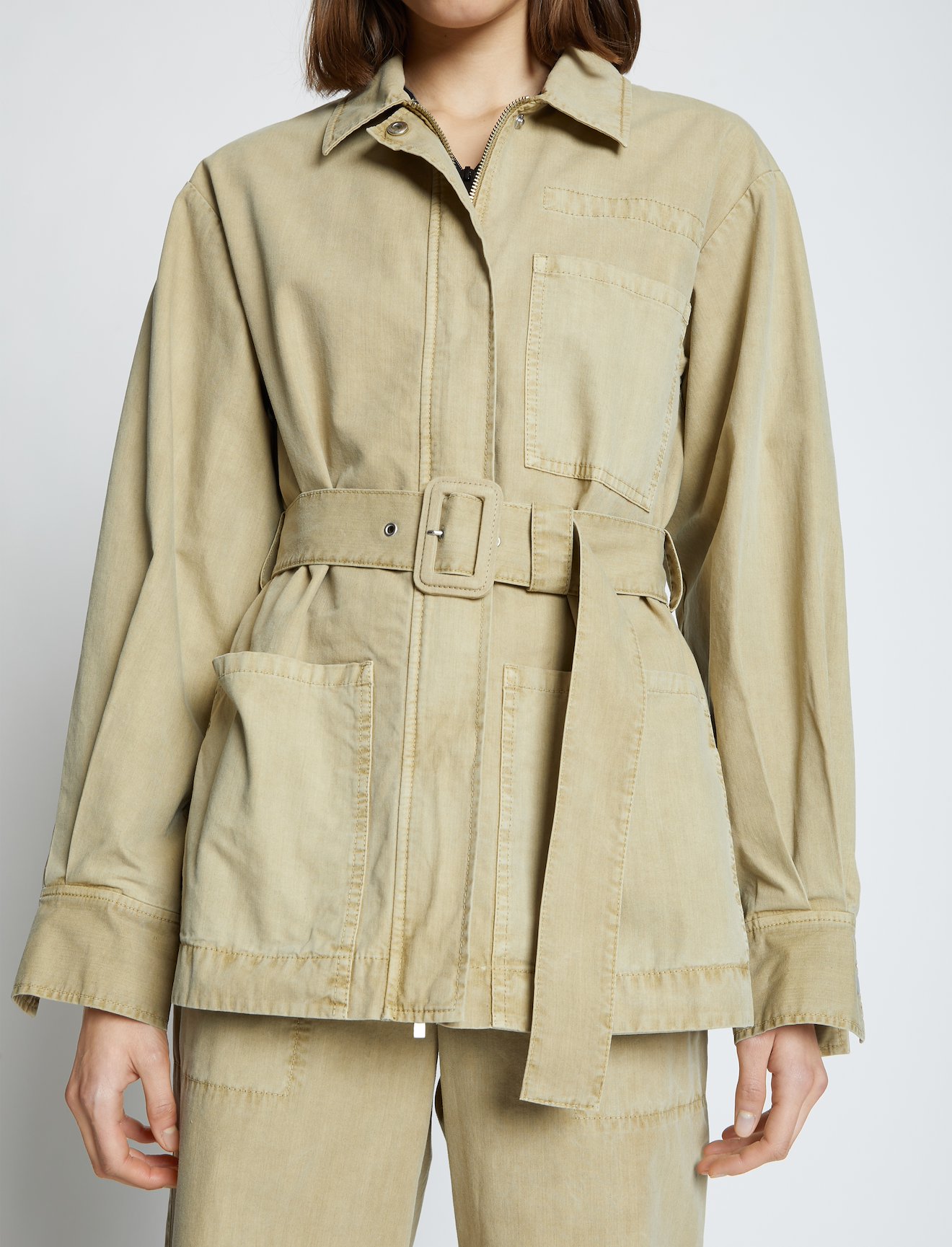 Washed Cotton Belted Jacket #4
