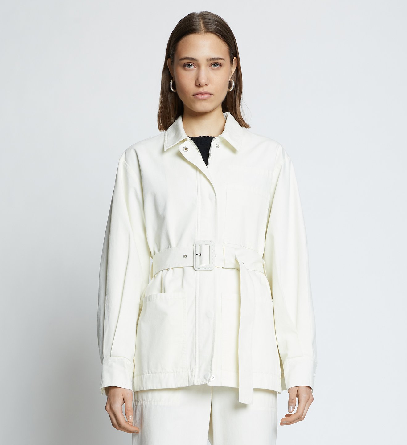 Washed Cotton Belted Jacket