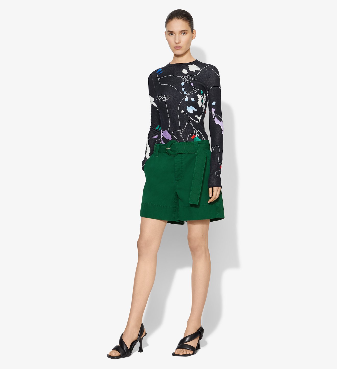 Washed Cotton Belted Shorts
