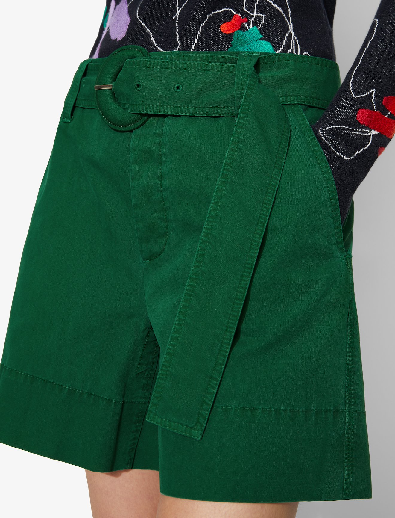 Washed Cotton Belted Shorts #3