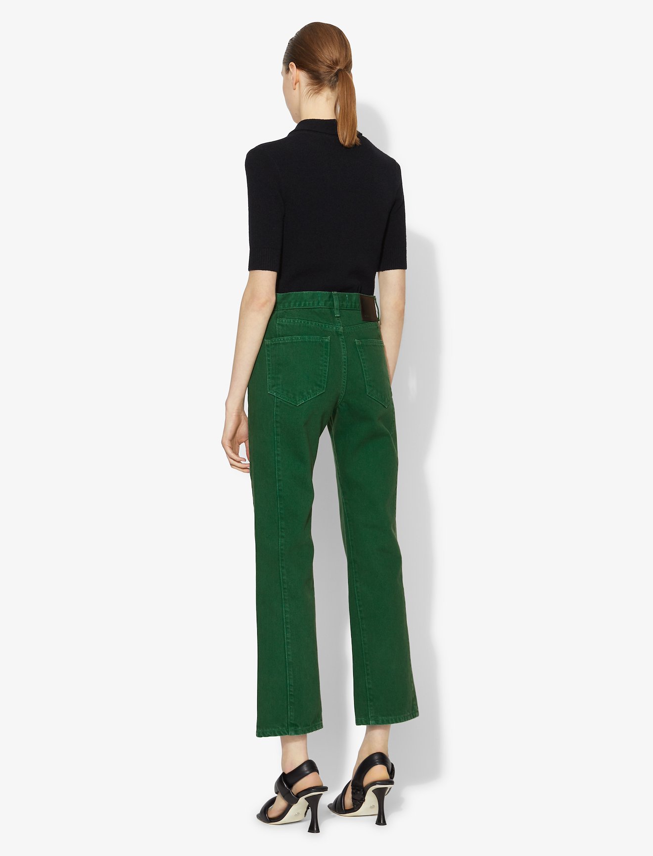 Washed Denim Cropped Stovepipe Jeans #2