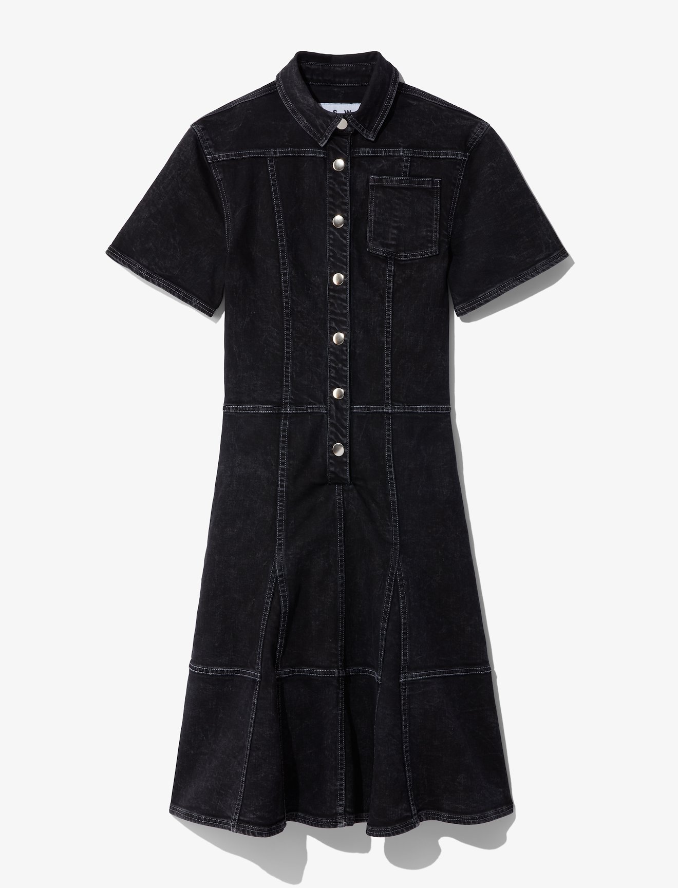 Washed Denim Short Sleeve Dress #4