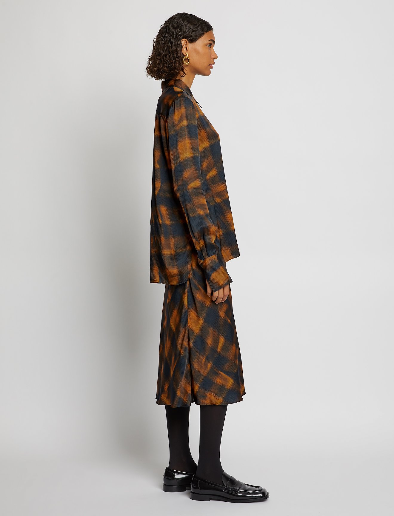 Wavy Plaid Hammered Satin Shirt #2