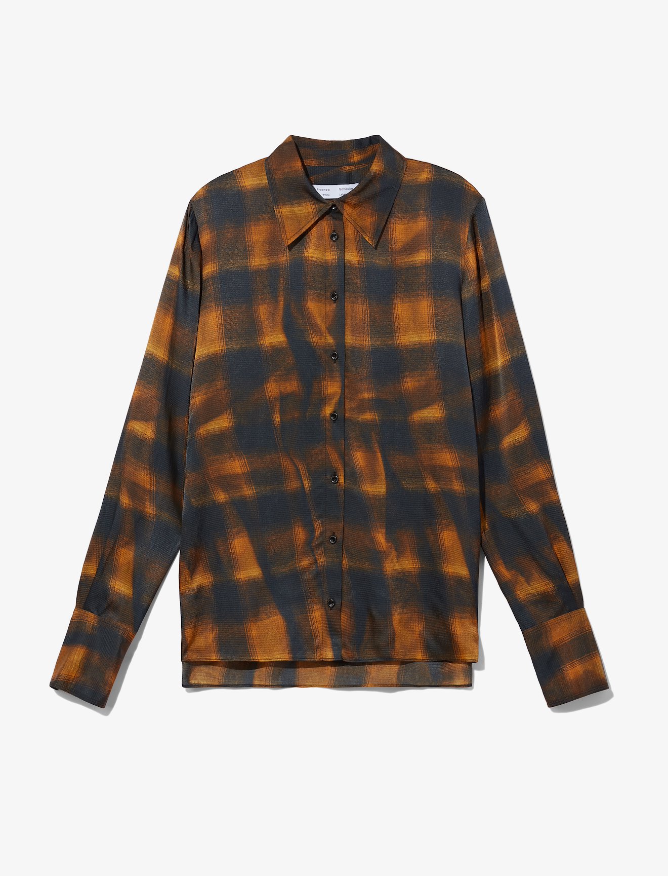 Wavy Plaid Hammered Satin Shirt #5