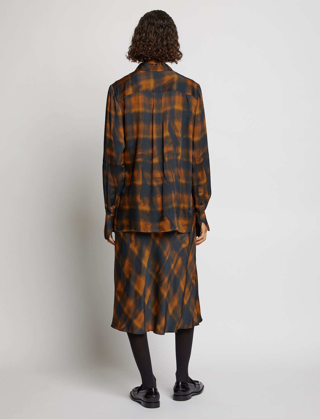 Wavy Plaid Hammered Satin Shirt #3