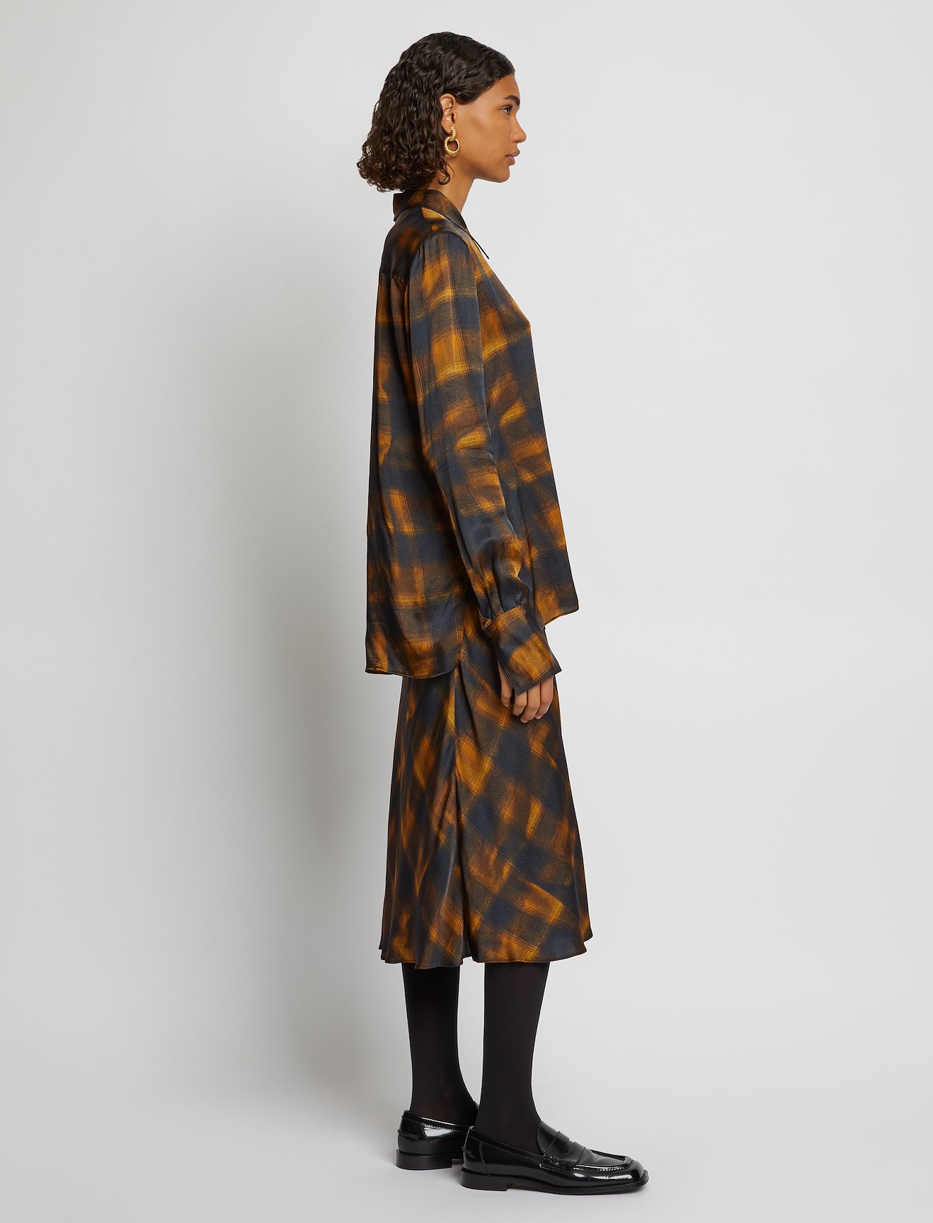 Wavy Plaid Satin Skirt #1