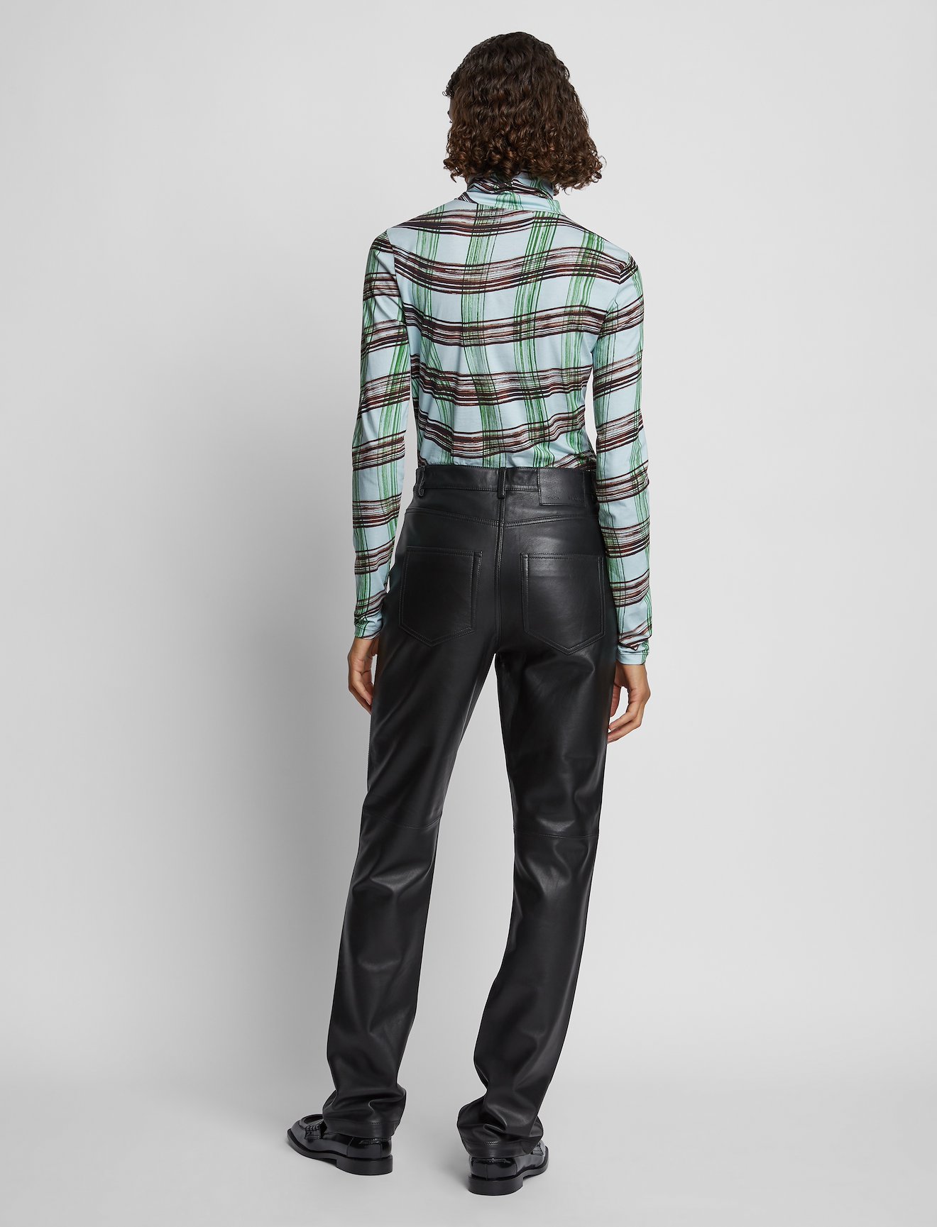 Wavy Plaid Turtleneck Top #3