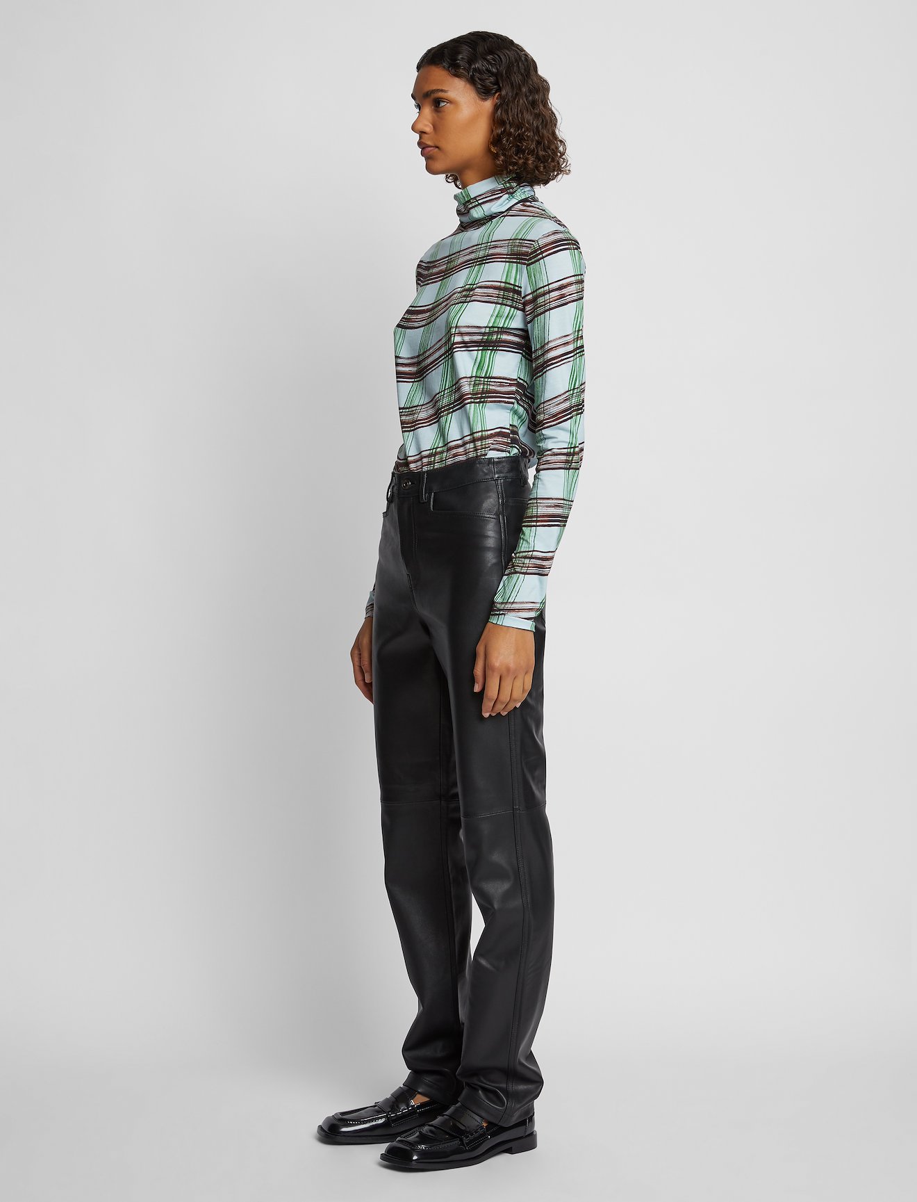 Wavy Plaid Turtleneck Top #2