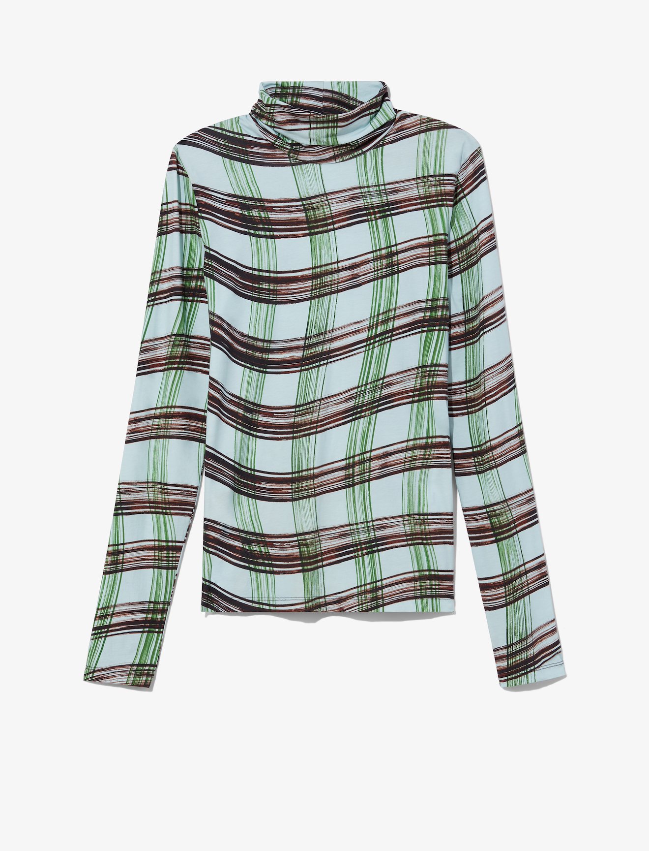 Wavy Plaid Turtleneck Top #5
