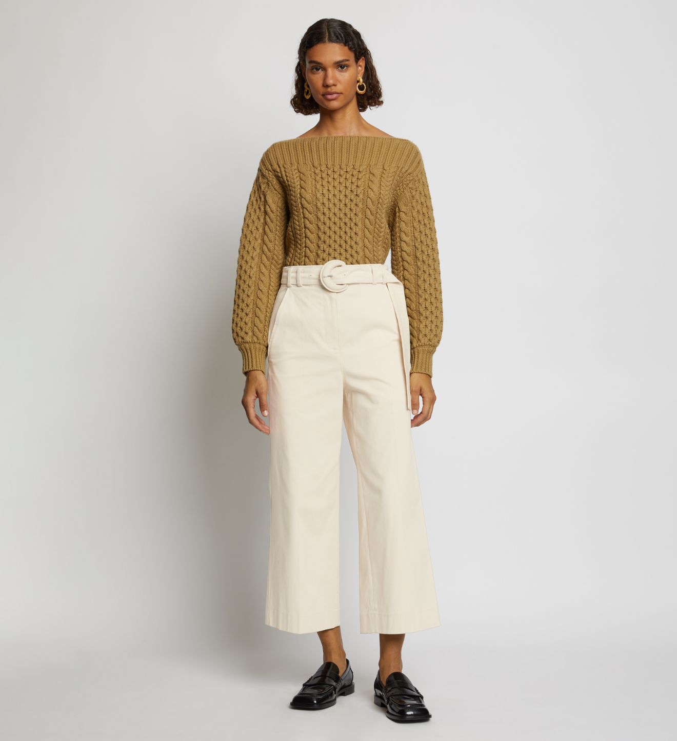 wide leg cropped pants white