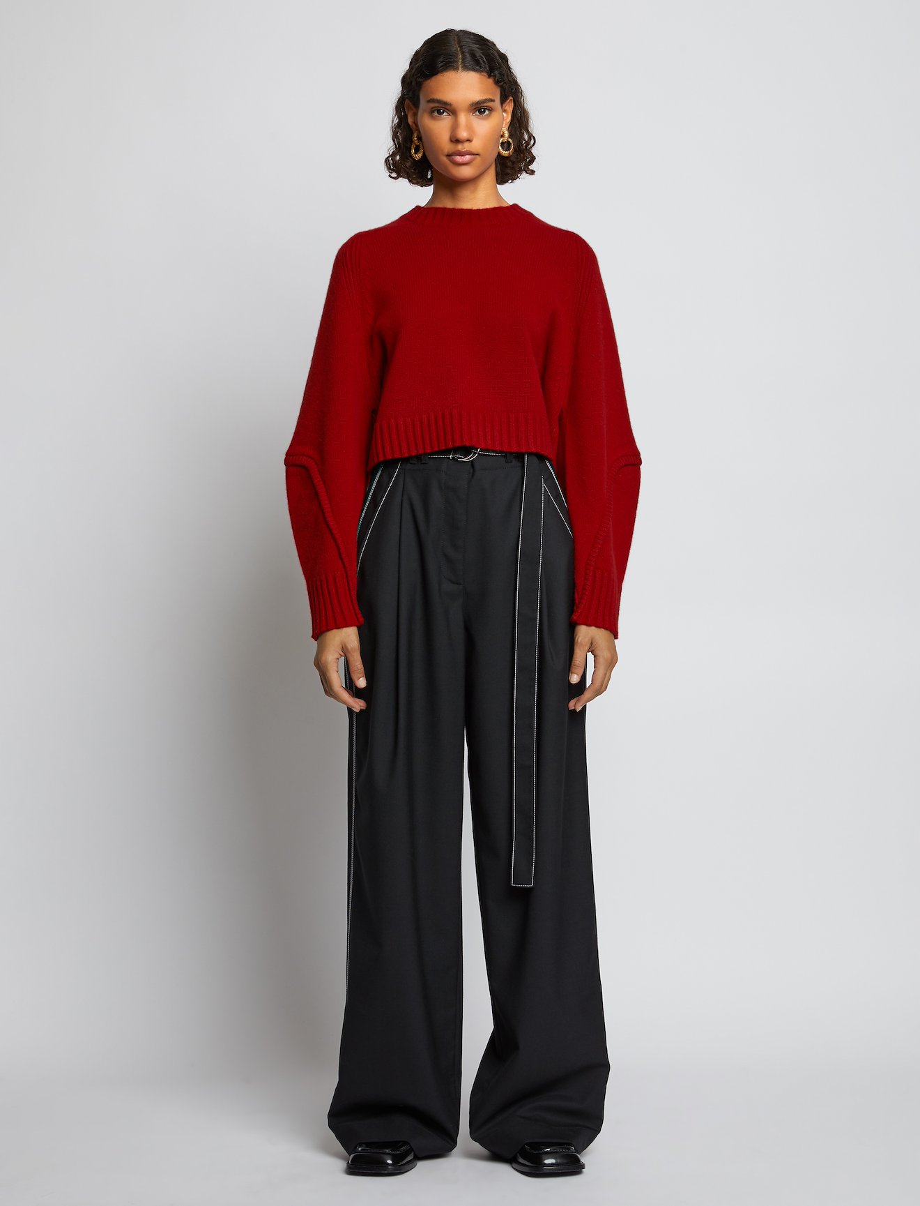 Wool Cashmere Cropped Knit Sweater #1